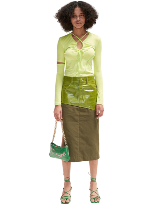 Size L | Andersson Bell Edie Tie Front Open Neck Top