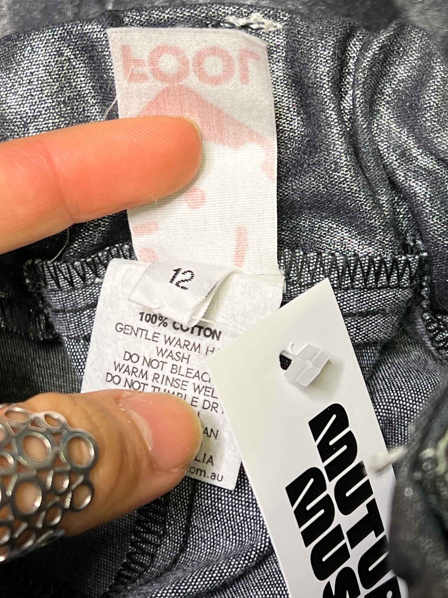 Size 12 | FOOL Metallic Silver Kite Pants