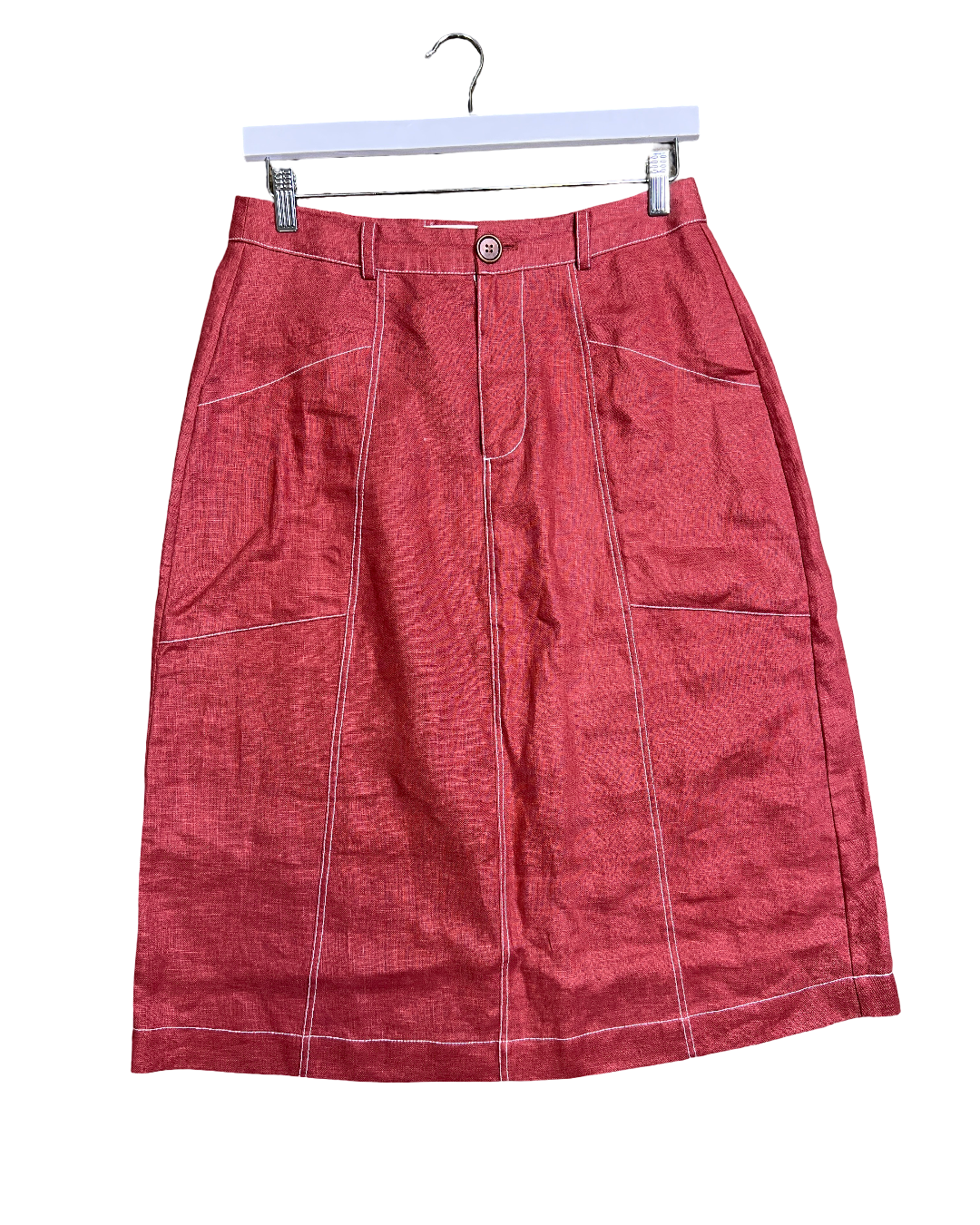 Size M | Nancybird Contrast Stitch Linen Skirt