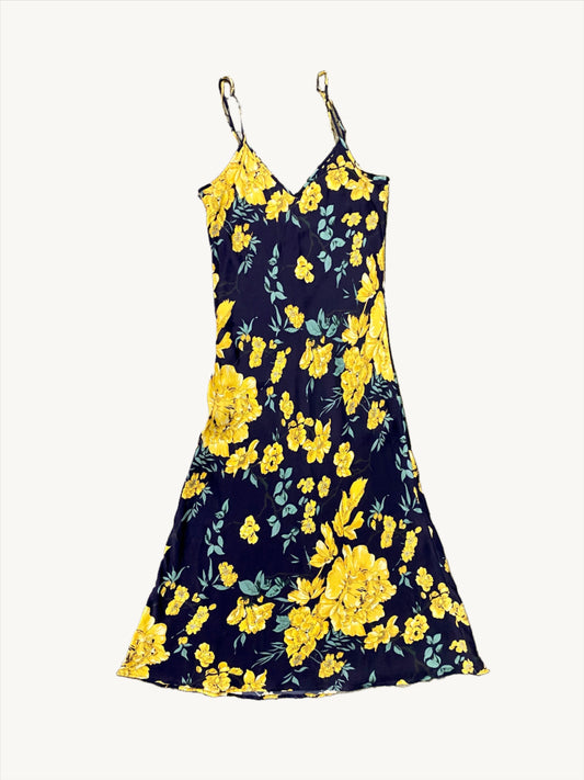 Size M - Silk Laundry Yellow Floral Dress