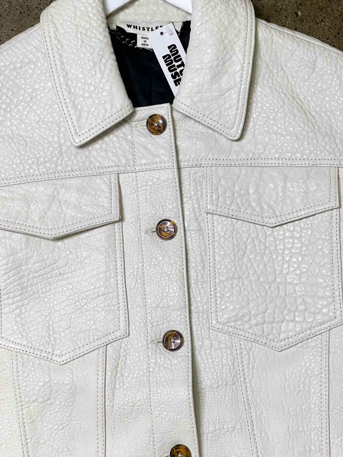 Size 12 | Whistles Leather Cropped Fit Jacket