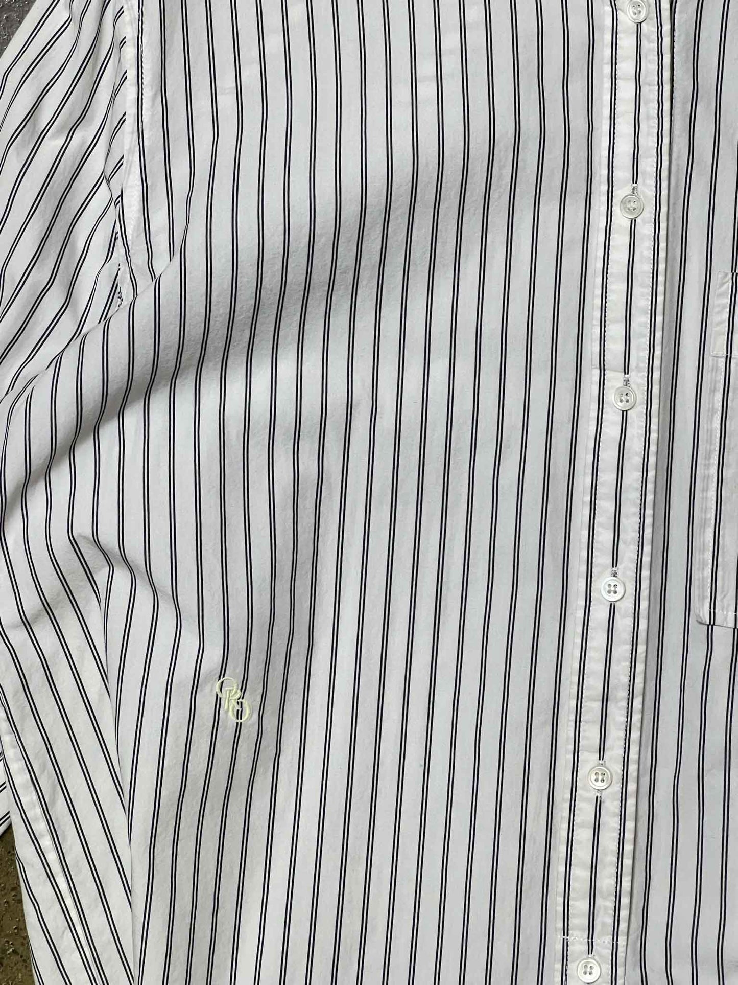 Size S | Oroton Collarless Striped Shirt