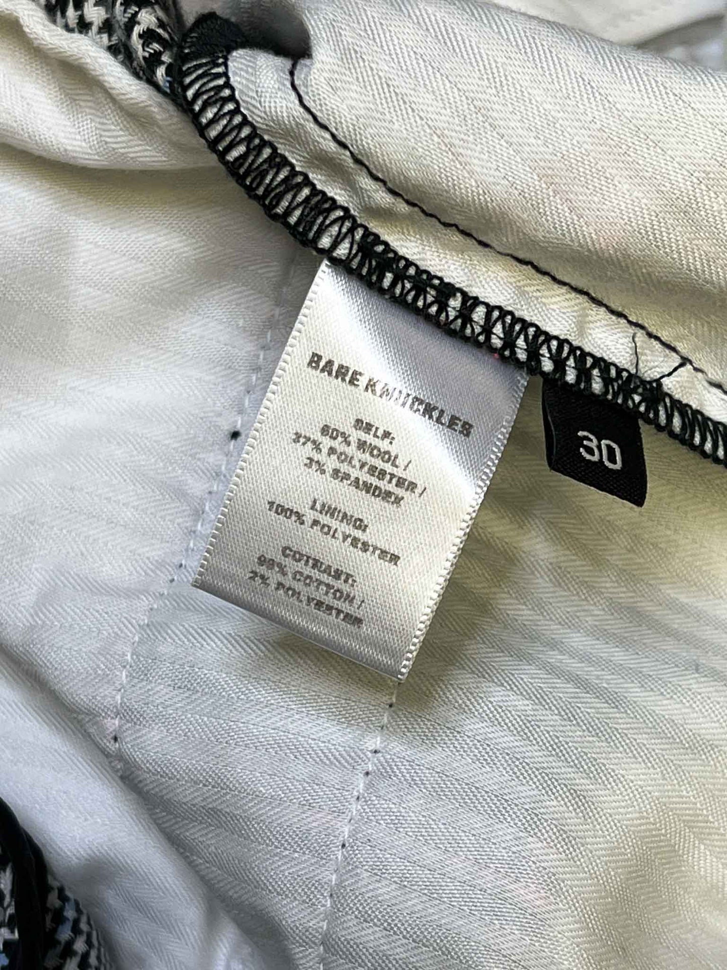 Size 30 (L) | Bare Knuckles Houndstooth Wool Blend Pants