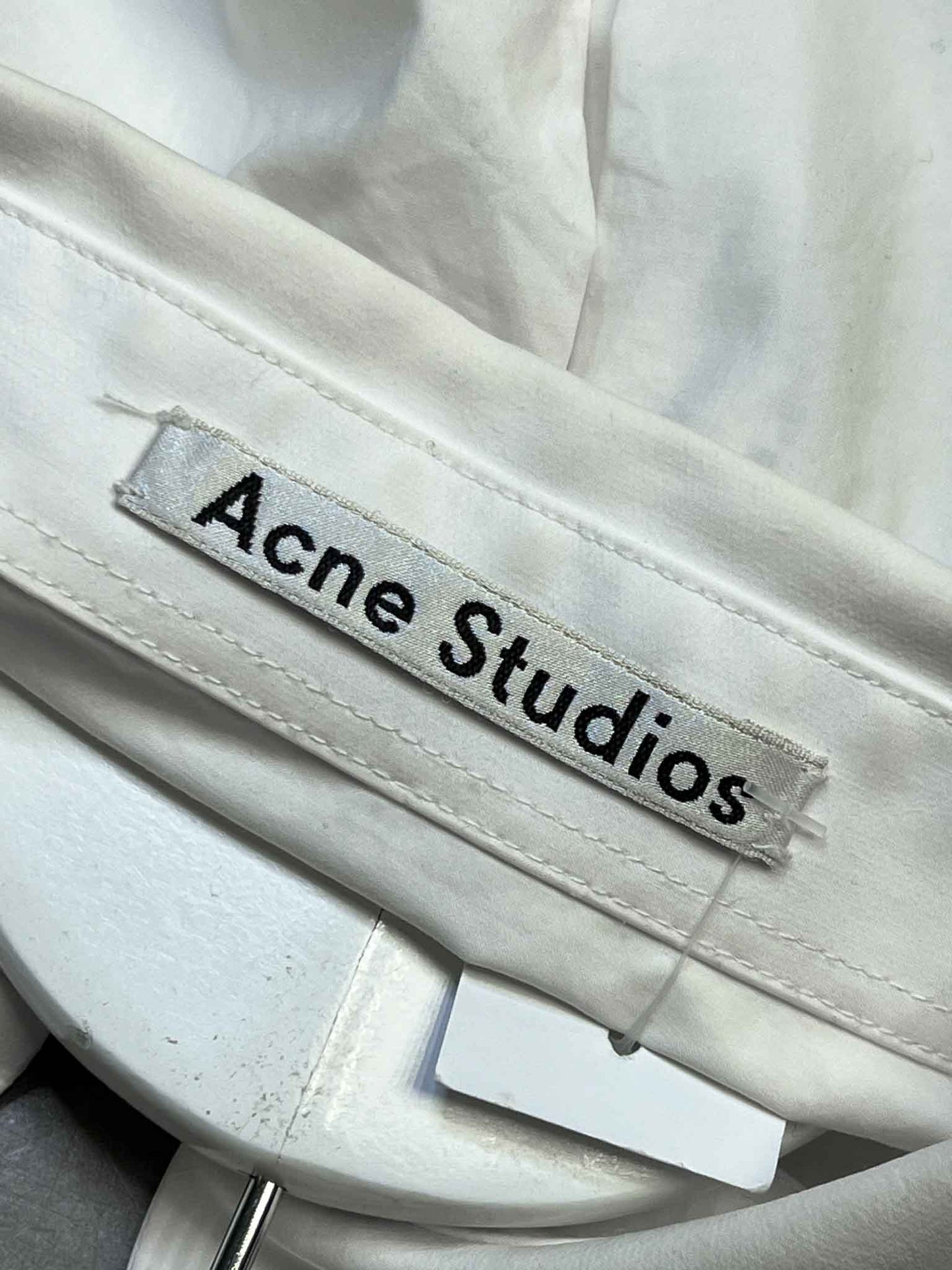 Size 34 (XS) | Acne Studios Cotton White/Green Longline Shirt