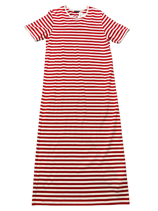 Size M - Marimekko Red and White Stripe Hetta Dress