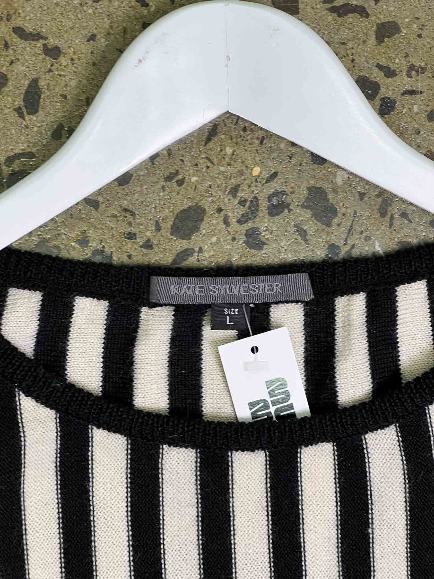 Size L | Kate Sylvester Vertical Striped 100% Wool Top