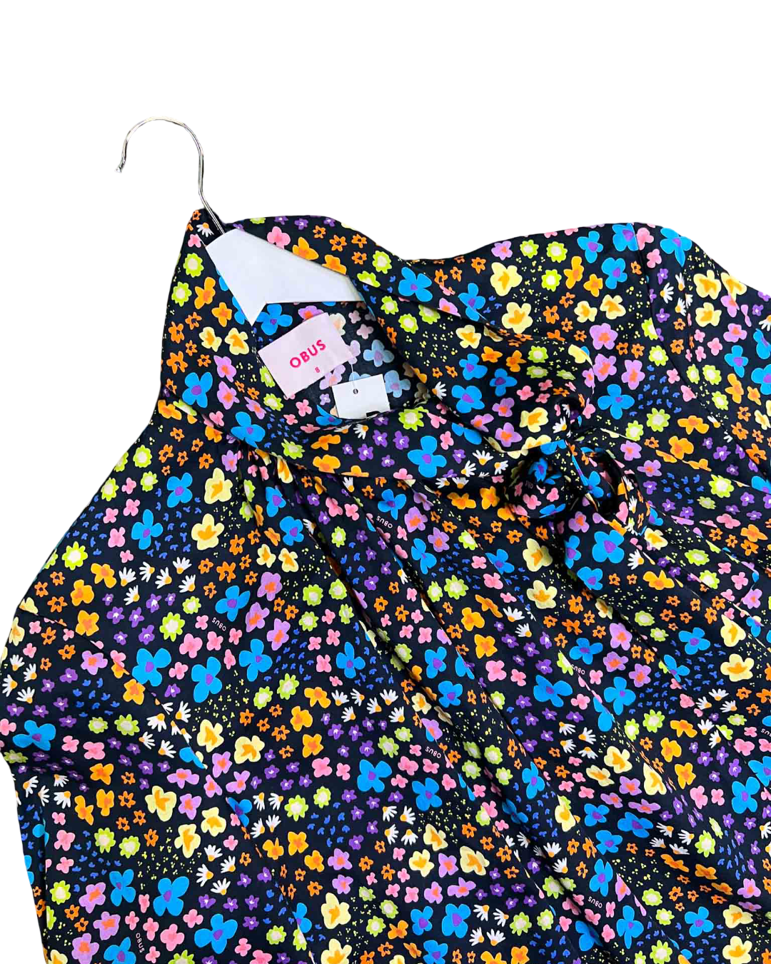 Size 8 | Obus Floral Print Neck Tie Top