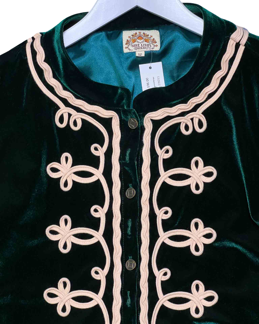 Size 12 | Nine Lives Bazaar Emerald Jimi Velvet Jacket