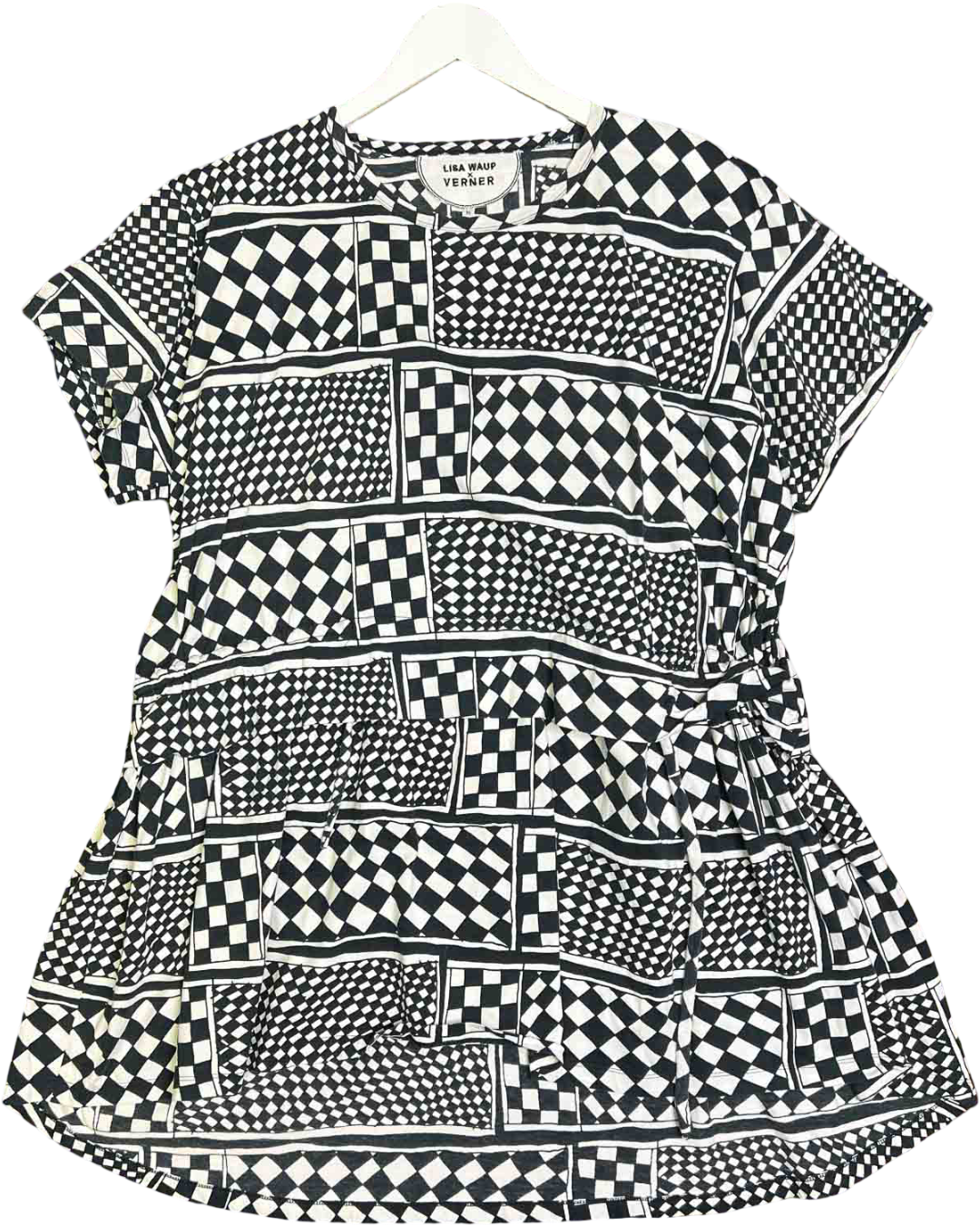 Size M | Lisa Waup x Verner Checkers Drop Waist Mini Dress