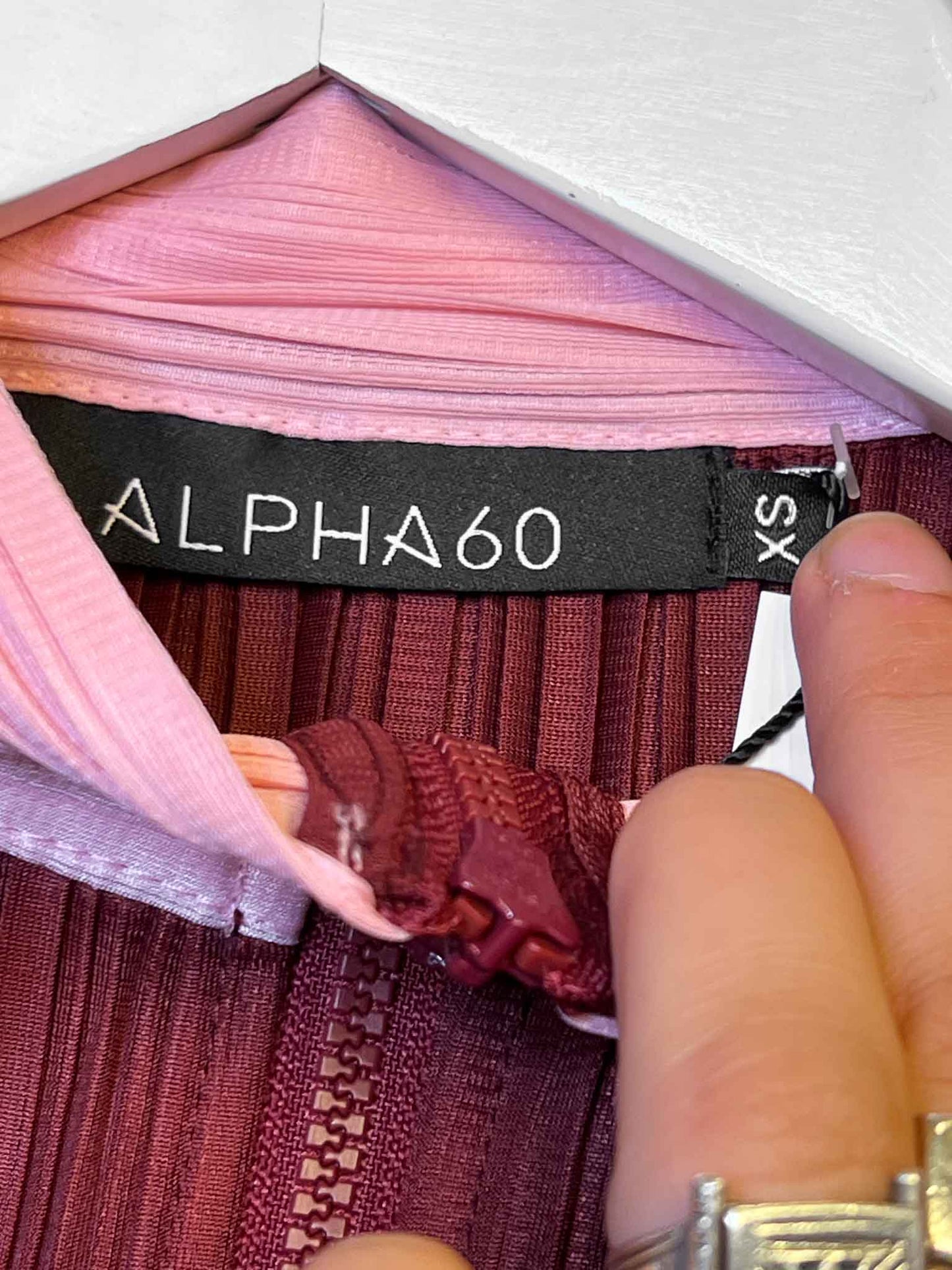 Size XS | Alpha60 Pink Pleated Zip-up Top NWT