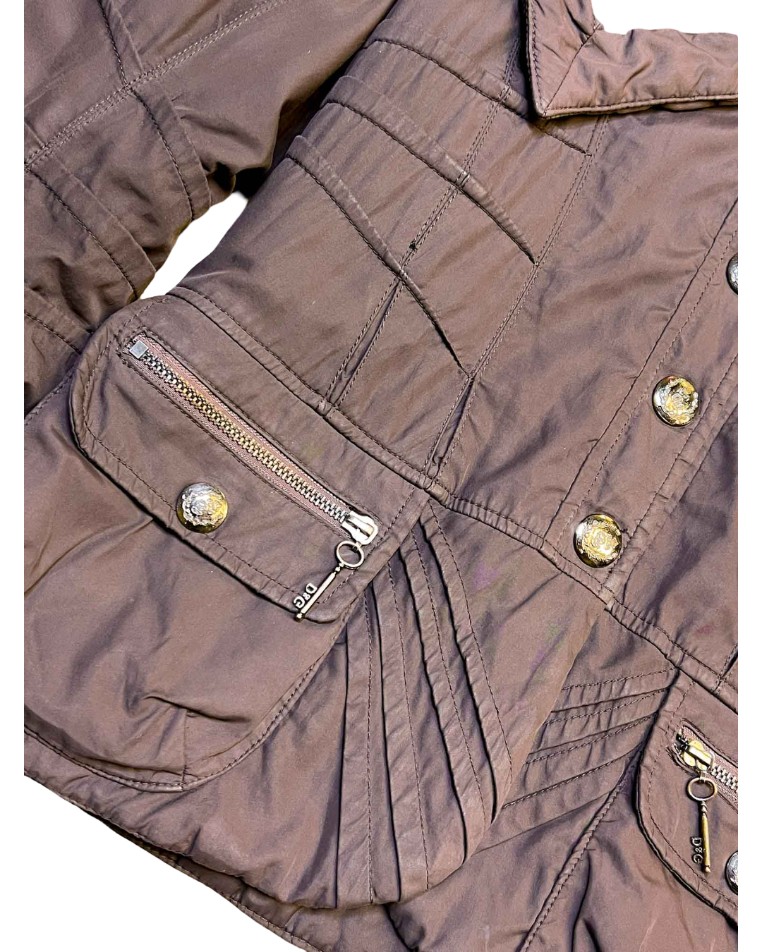 Size S | DG Dolce & Gabbana Chocolate Fur-Trim Jacket