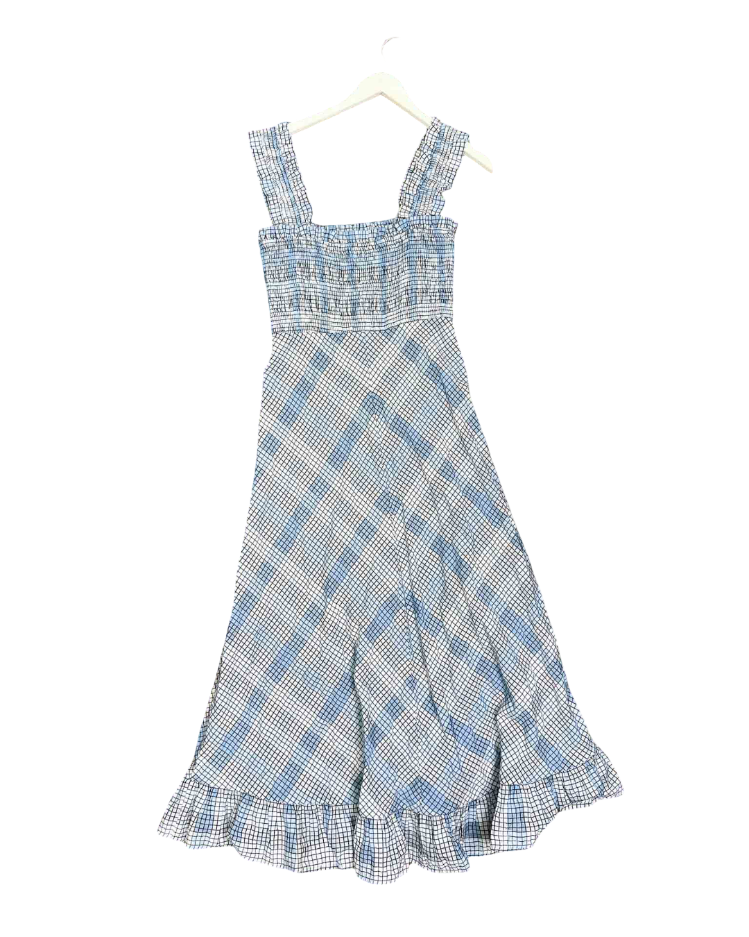 Size 10 | Ganni Seersucker Check Long Dress
