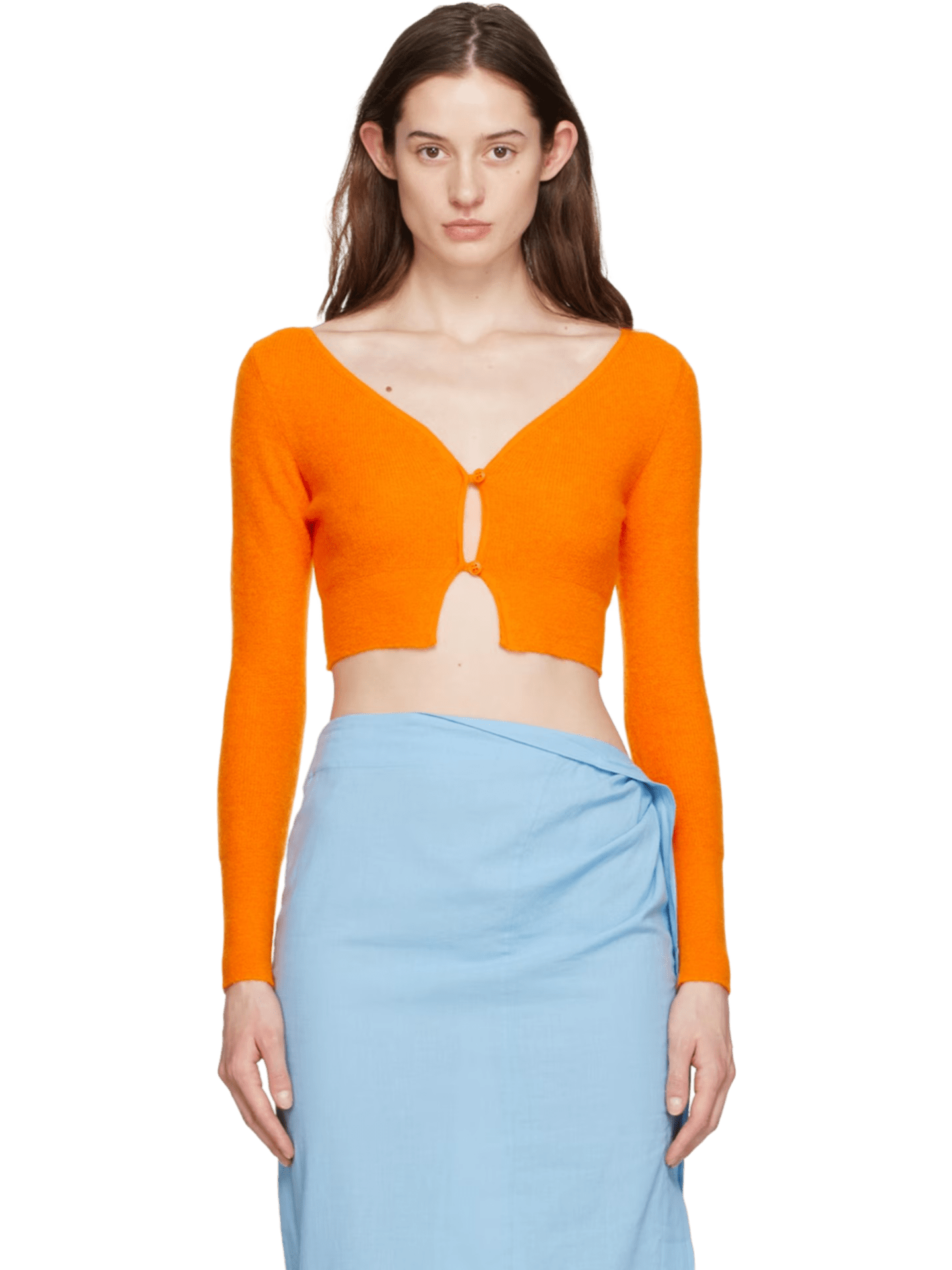 Size 38 (M) | Jacquemus Orange Le Papier 'Le Cardigan Alzou' Mohair Cardigan
