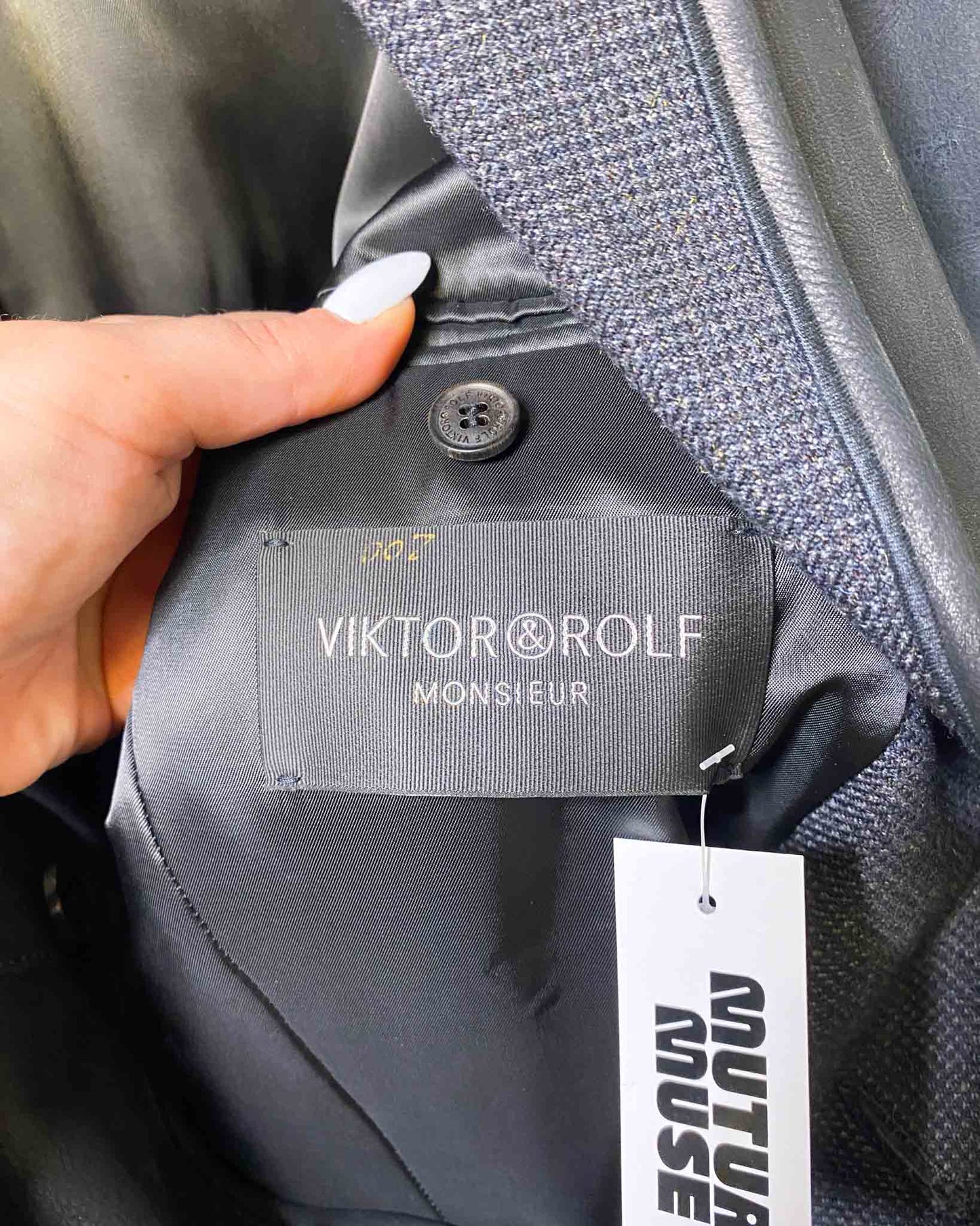 Size 52 (L) | Victor & Rolf Leather and Wool Jacket