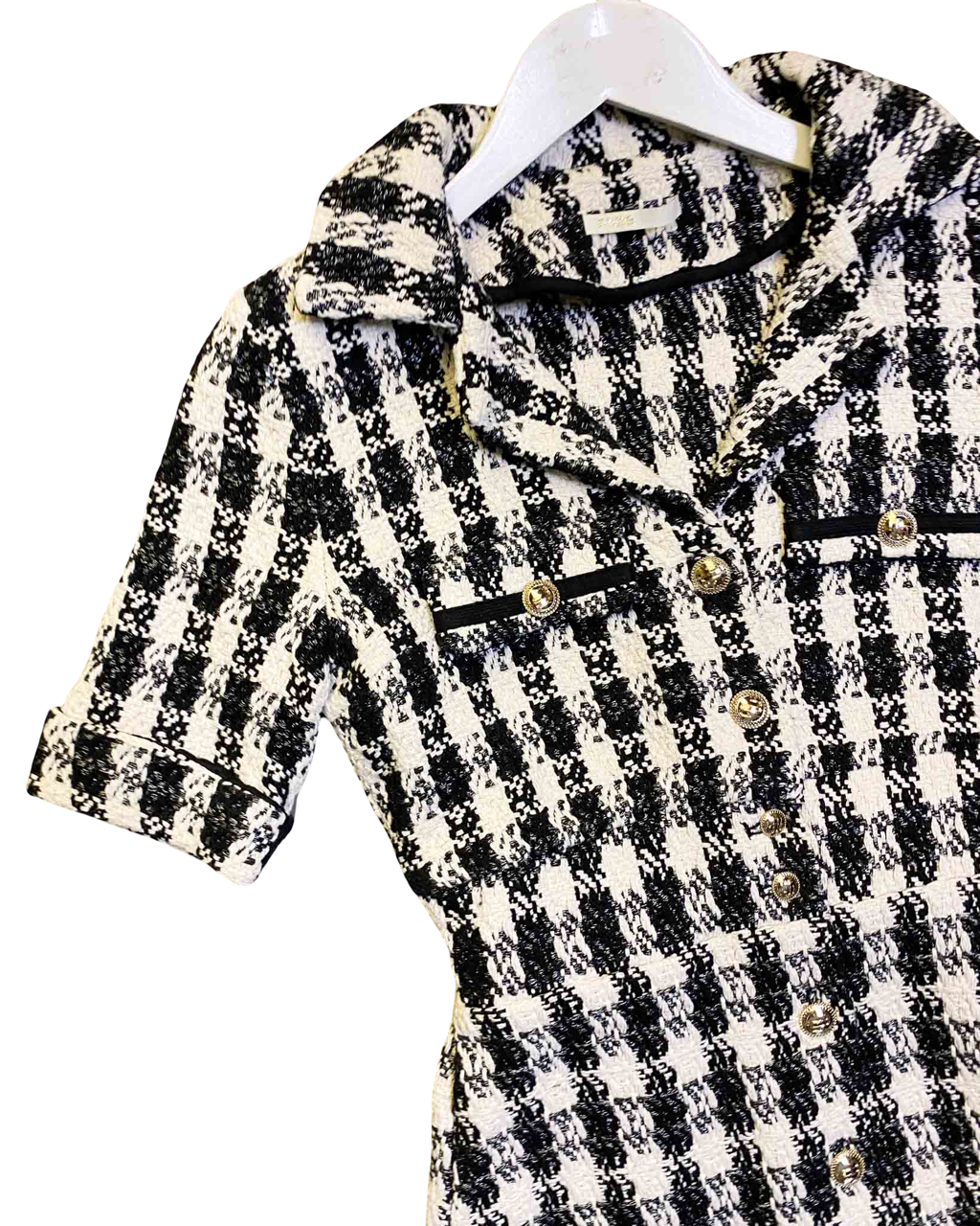Size 34 (6) | Maje Houndstooth Tweed Mini Dress