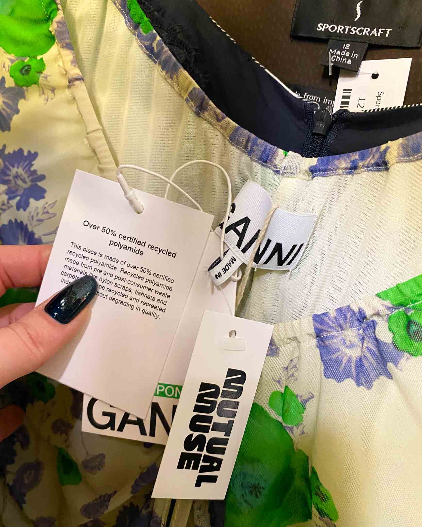 Size 34 (6) | Ganni Mesh Ruched Mini Dress With Tags