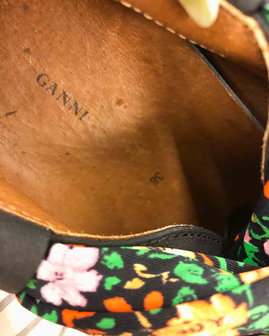 Size 38 | Ganni Floral Tie Shoes
