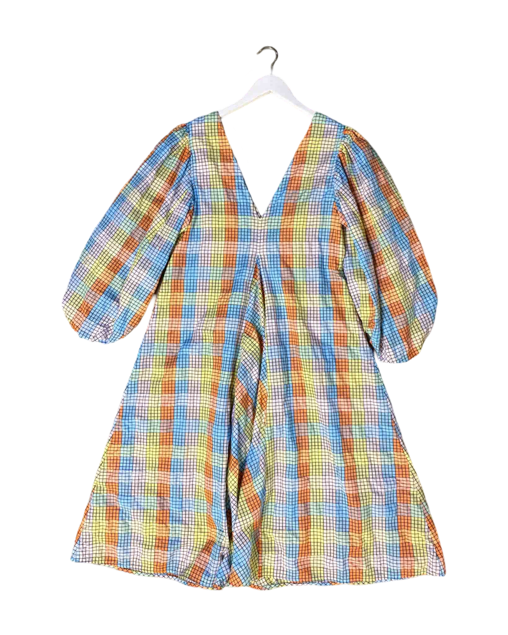 Size 36 (8) | Ganni Seersucker Check Midi Dress