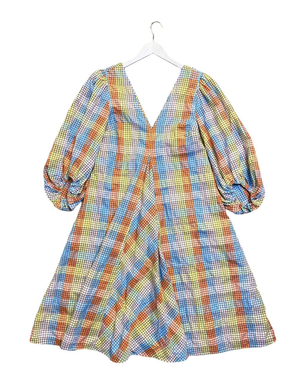 Size 36 (8) | Ganni Seersucker Check Midi Dress
