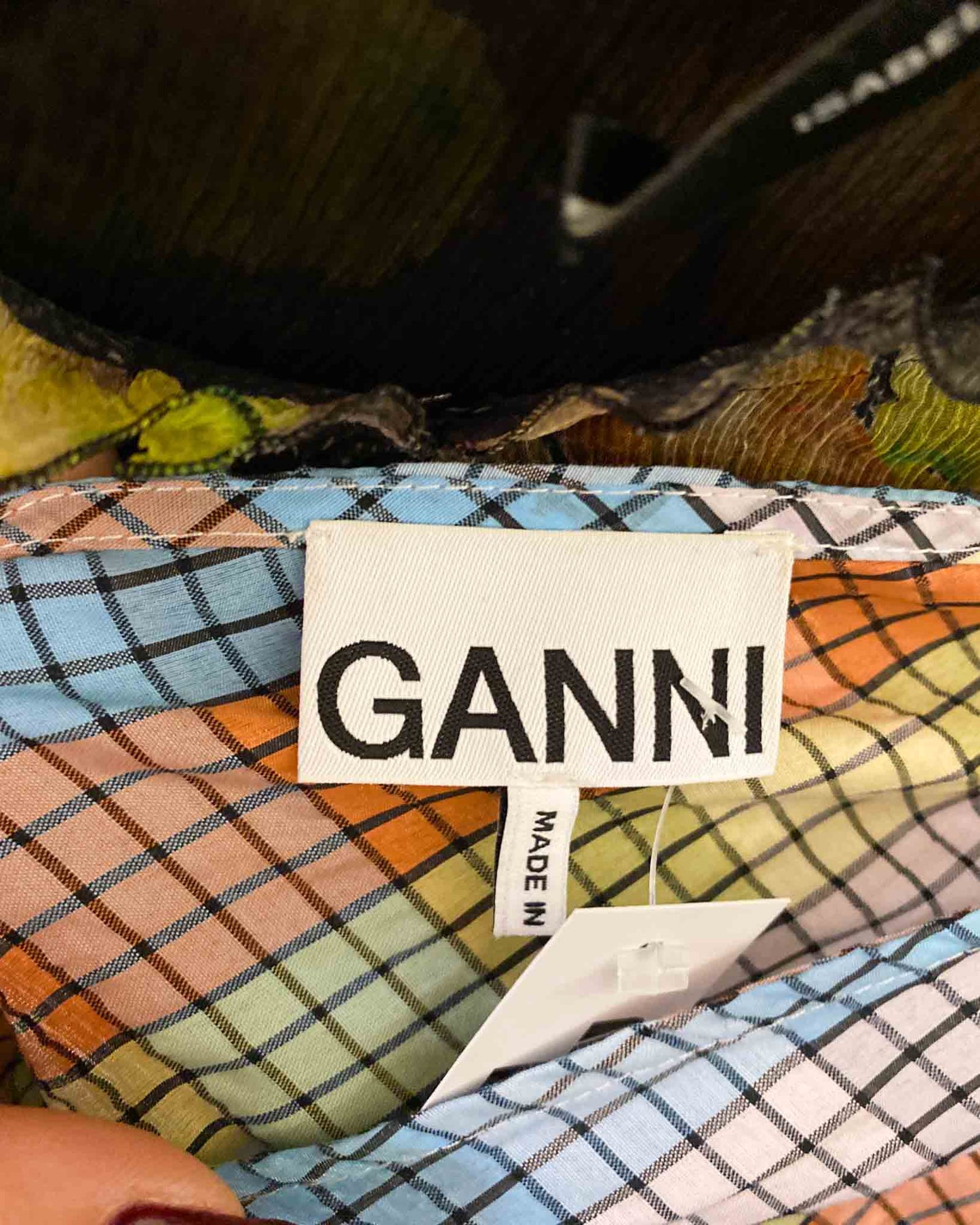 Size 36 (8) | Ganni Seersucker Check Midi Dress