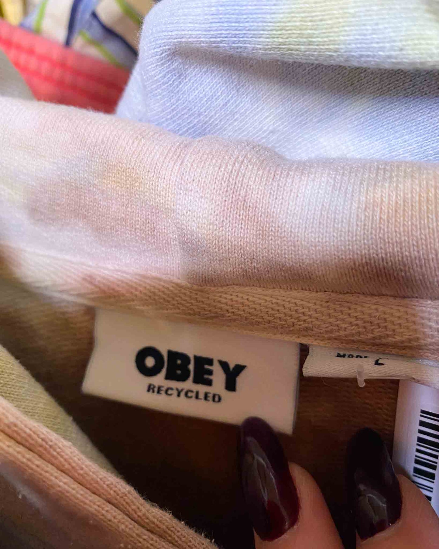 Size L | Obey Cotton Tie Dye Hoodie
