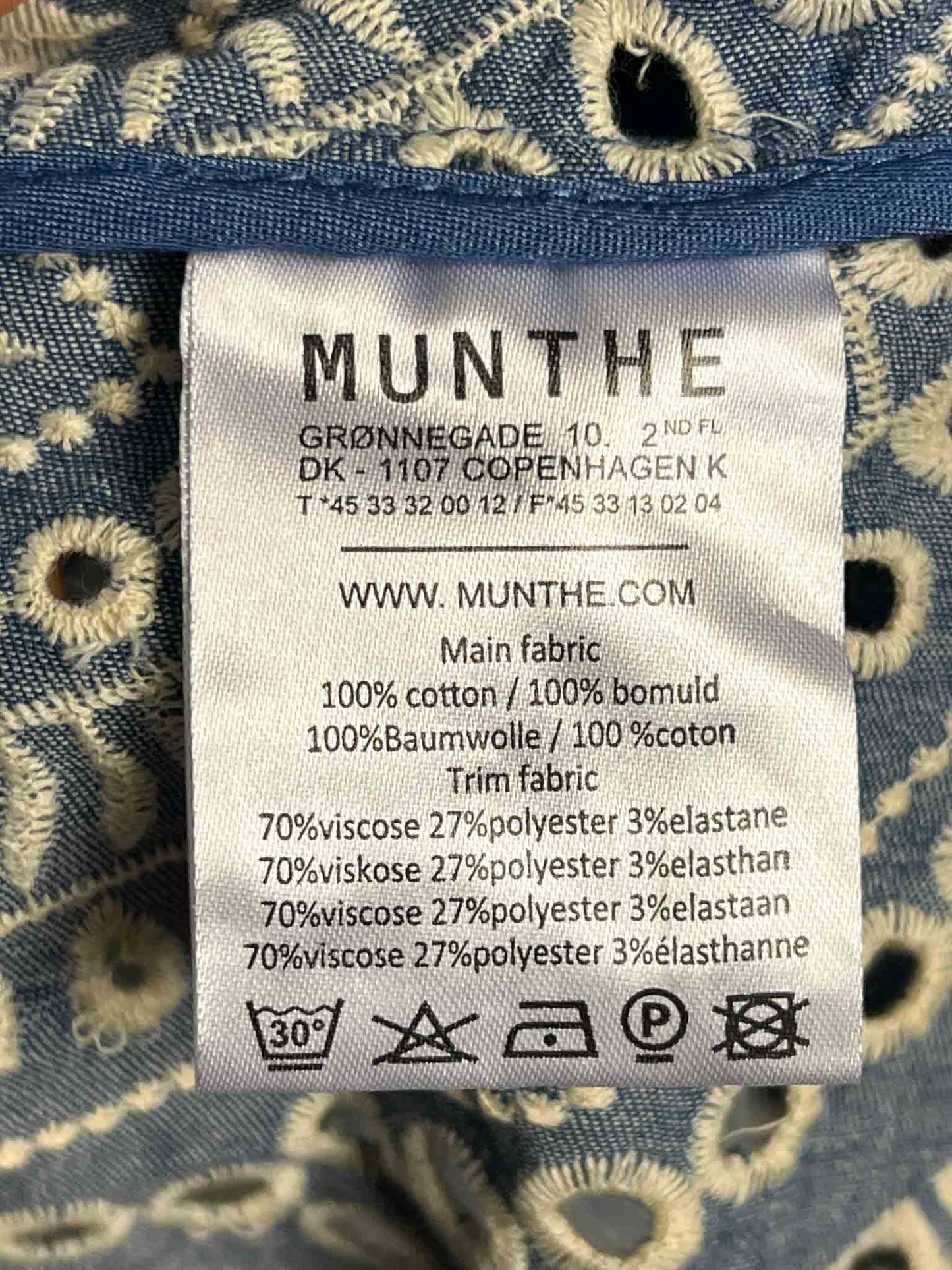 Size 36 (8) | Munthe Tepic Blue Broderie Anglaise Cotton Shift Dress