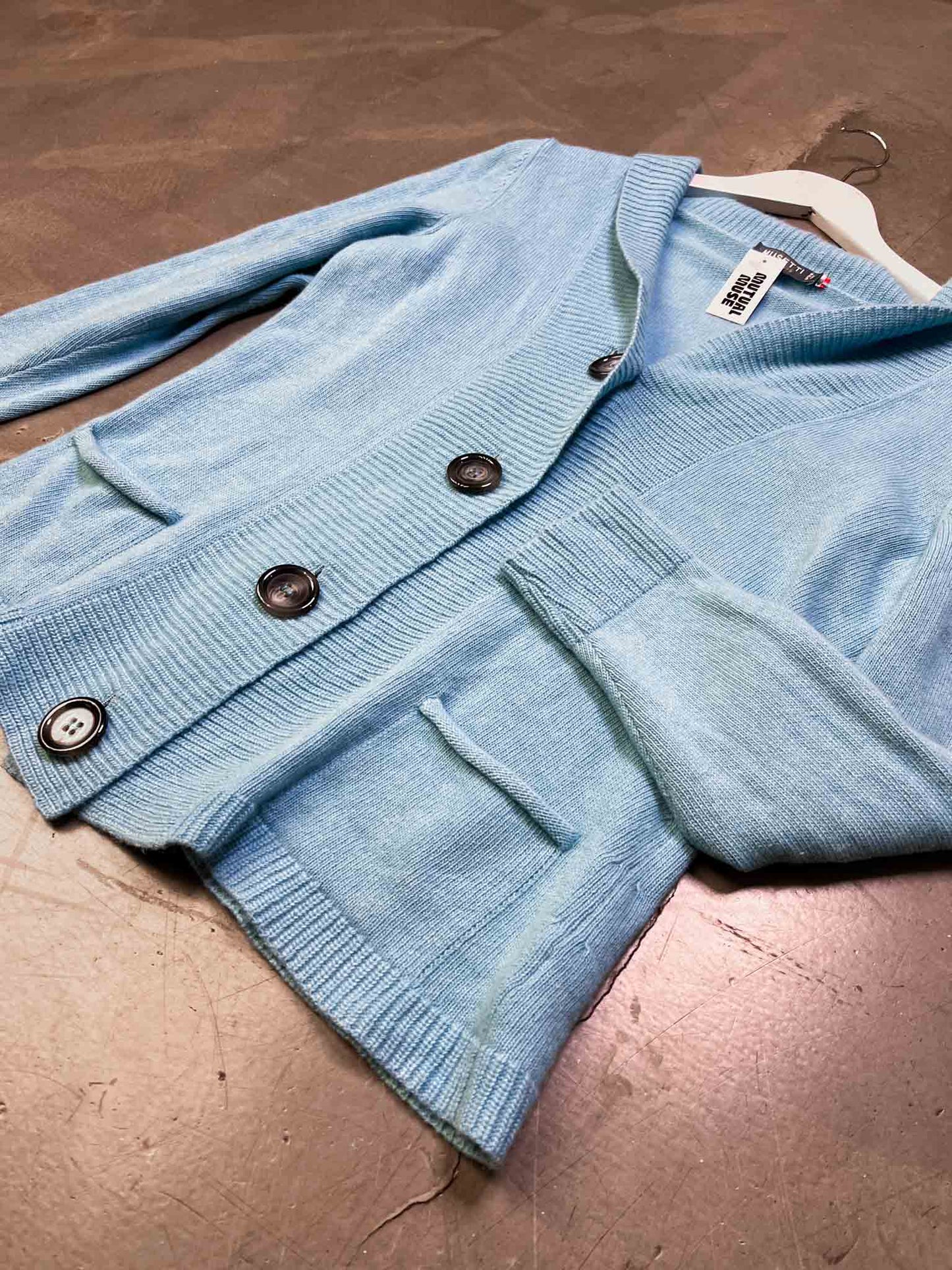 Size 4 (XL) | Musetti Baby Blue Cashmere Blend Cardigan