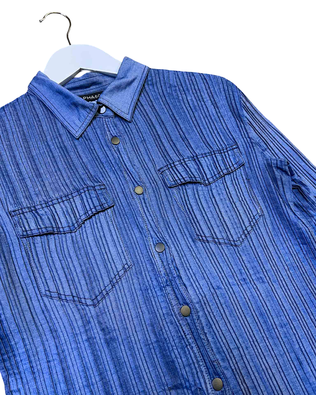 Size S | Alpha60 Blue Pleated Shirt