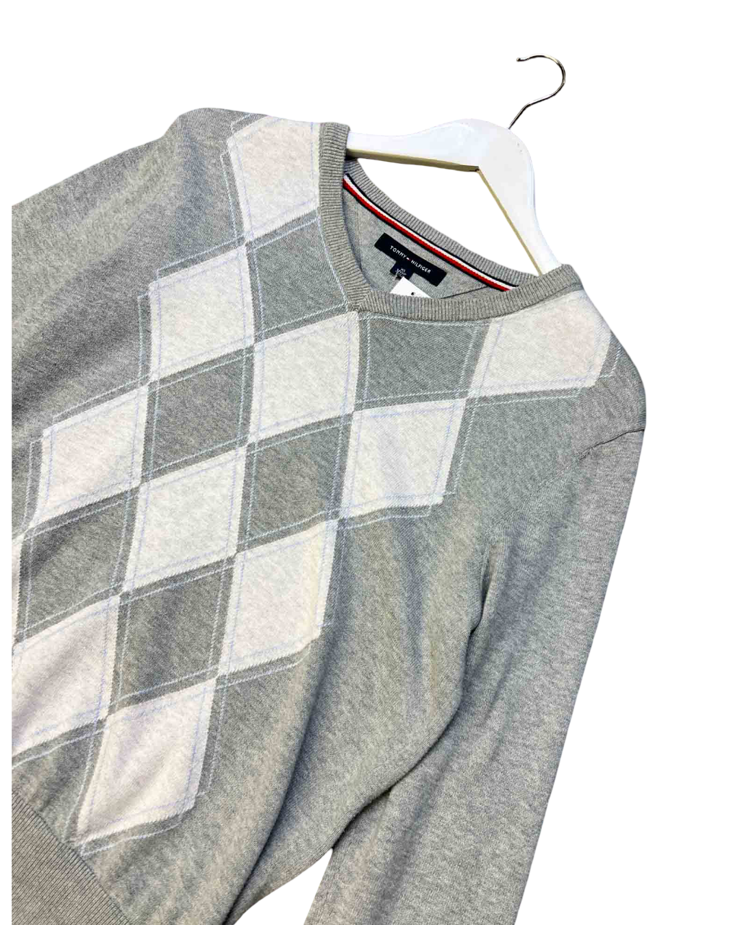Size XS | Tommy Hilfiger Knitted Grey Diamond Jumper