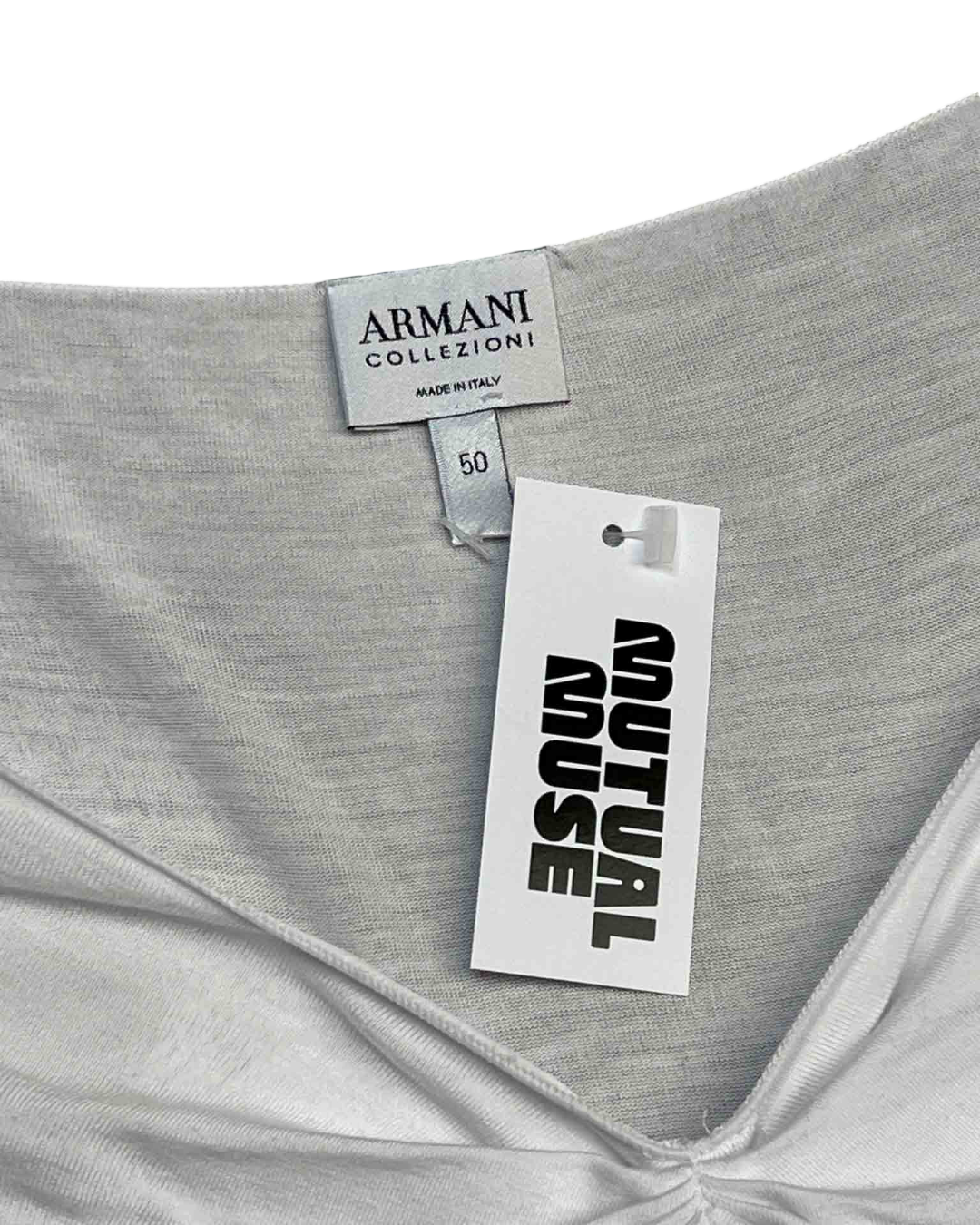 Size XL | Armani White Ruched Short Sleeve Top