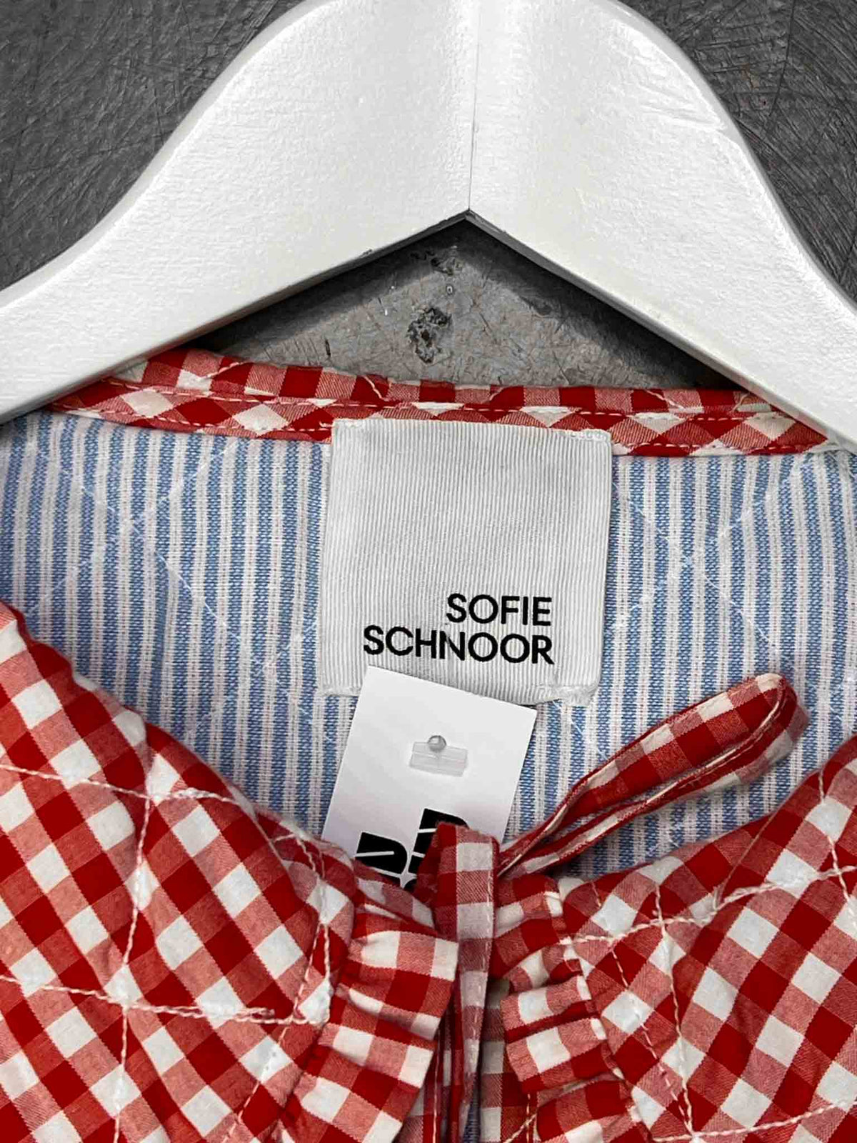 Size 40 (M) | Sofie Schnoor Cotton Svanasw Red Quilted Gingham Jacket