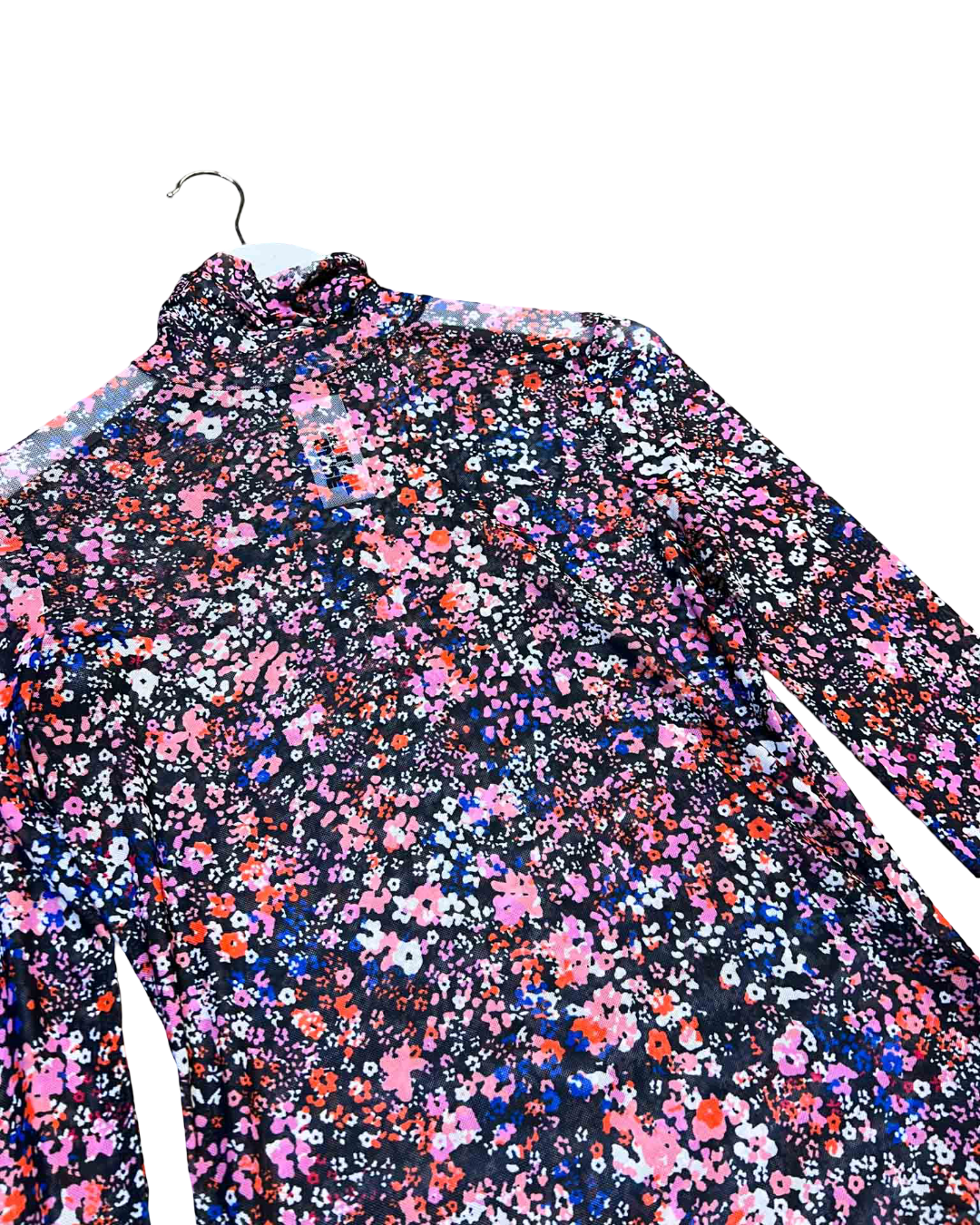 Size 2 (M) | Maje Floral Mesh Long-Sleeve Top