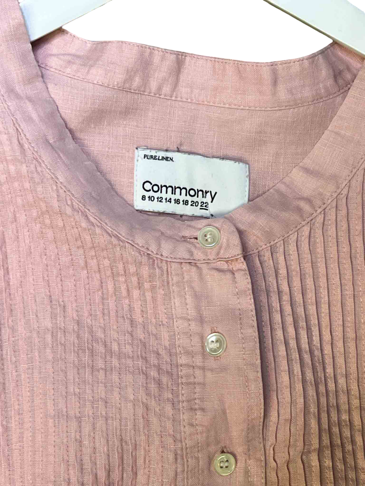 Size 22 (5XL) | Commonry Pink Linen Pintuck Top