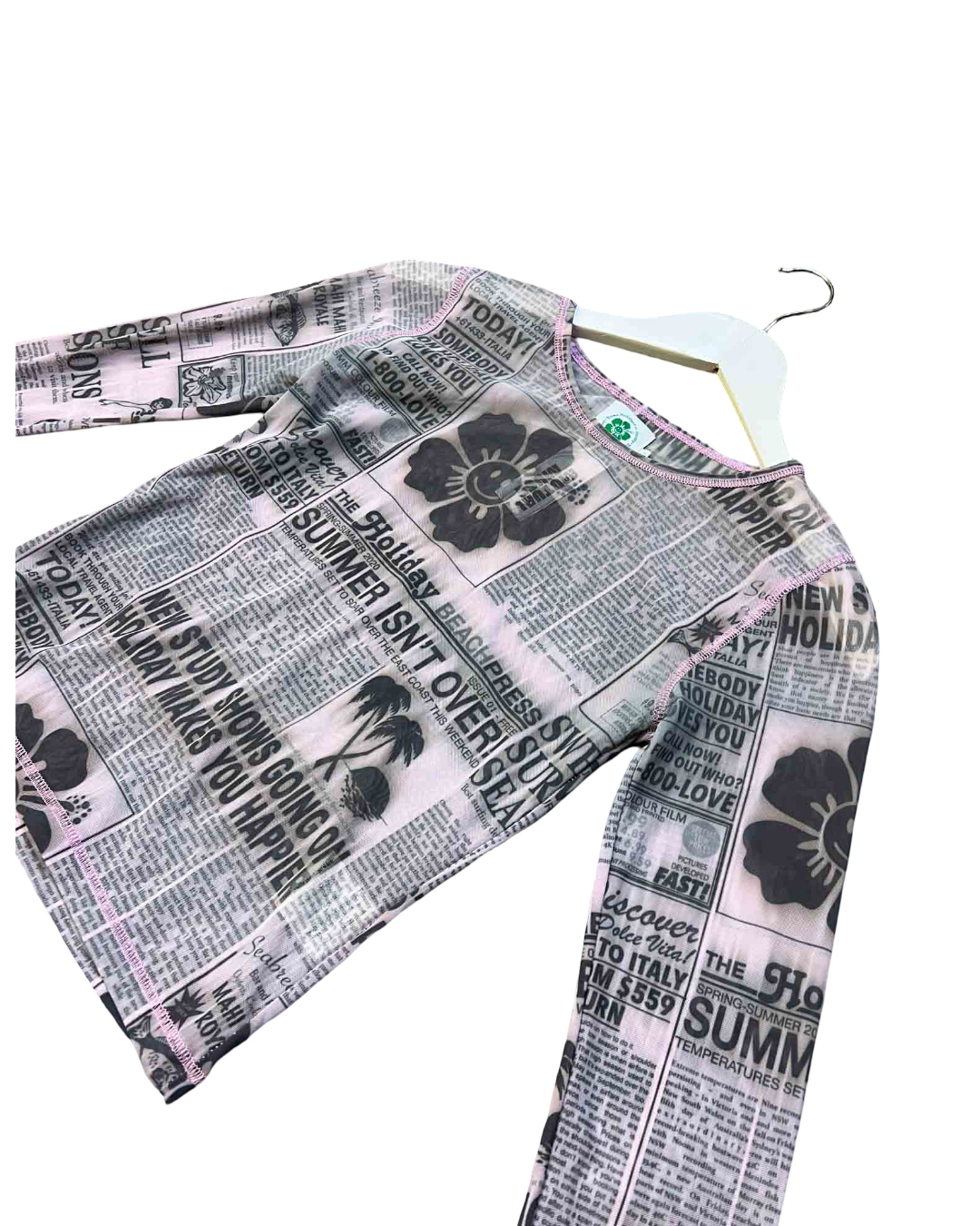 Size S | Emma Mulholland on Holiday Newspaper Mesh Top