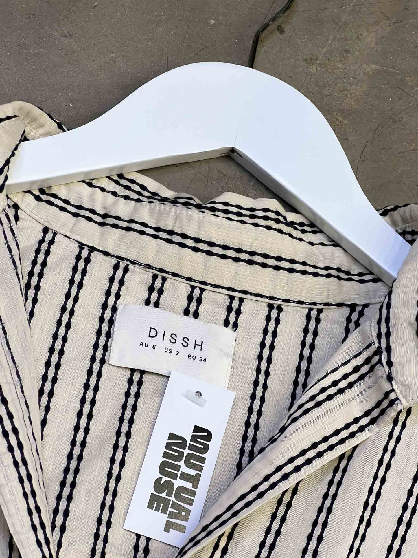 Size 5 (3XL) | DIISH Ellie Cream Oversized Long Sleeve Stripe Shirt