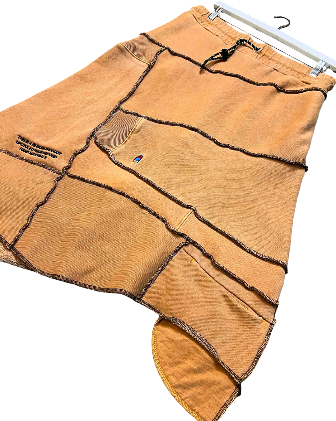 Size M | Homie Tan Patchwork Midi Skirt