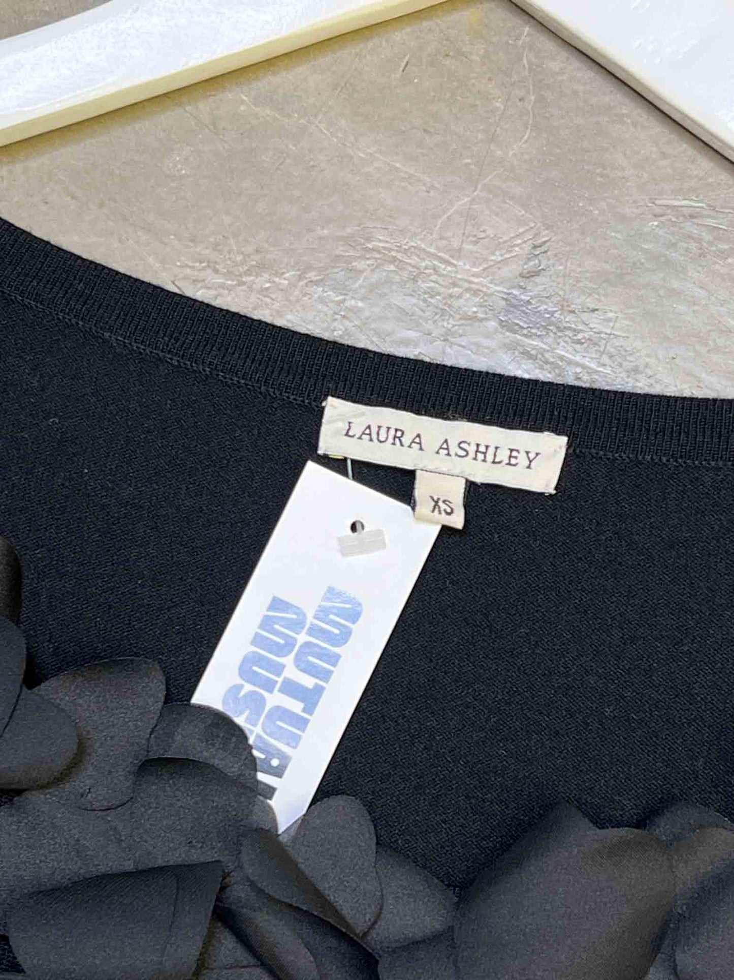 Size XS | Laura Ashley Black Satin Flower Top