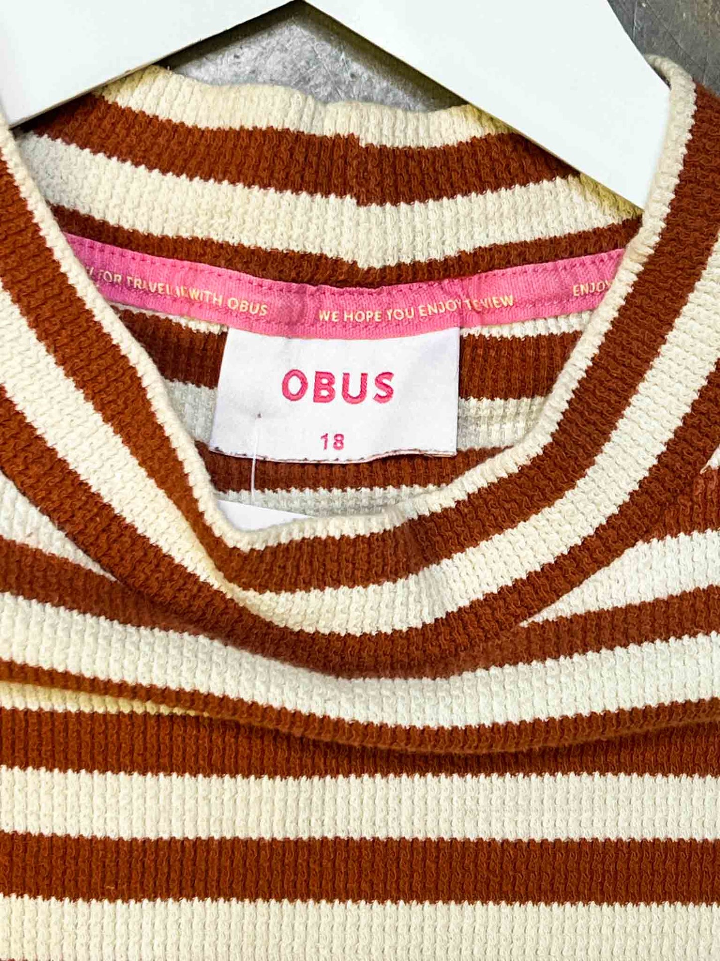 Size 18 (3XL) | Obus Cotton. Rust/Cream Stripy Top