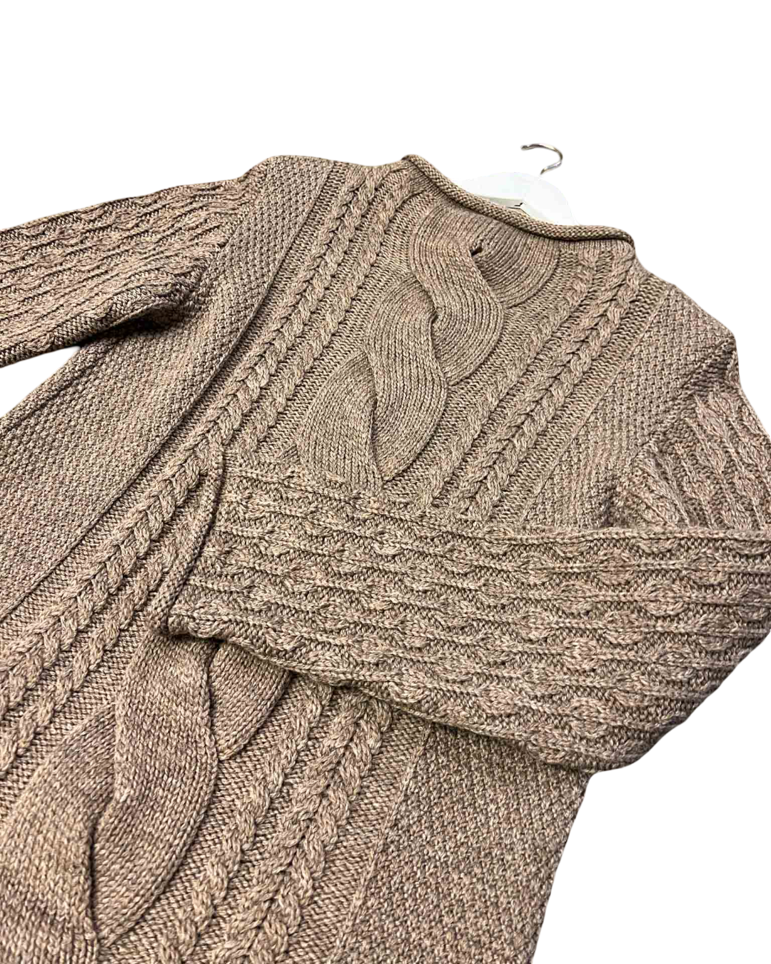 Size M | Celtic & Co. Brown Merino Wool Cable Knit Jumper NWT