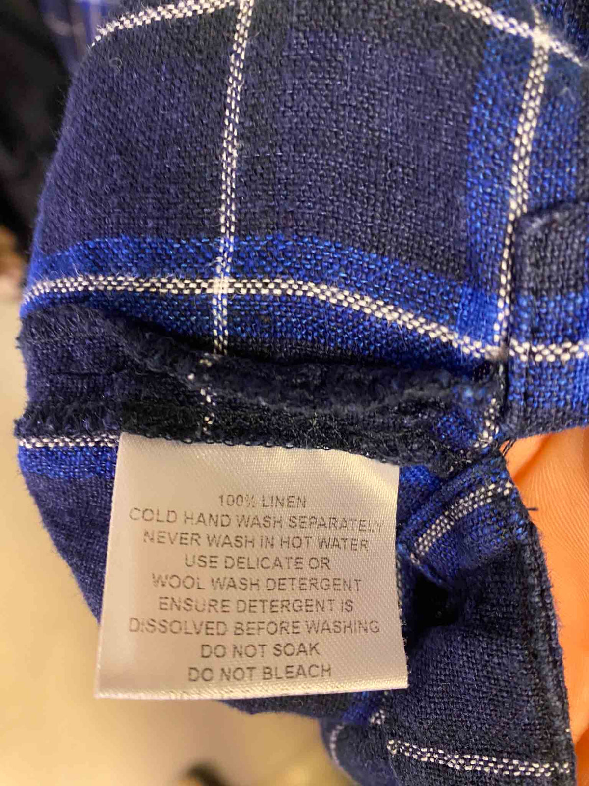 Size L | Alpha60 Navy Check Linen Top