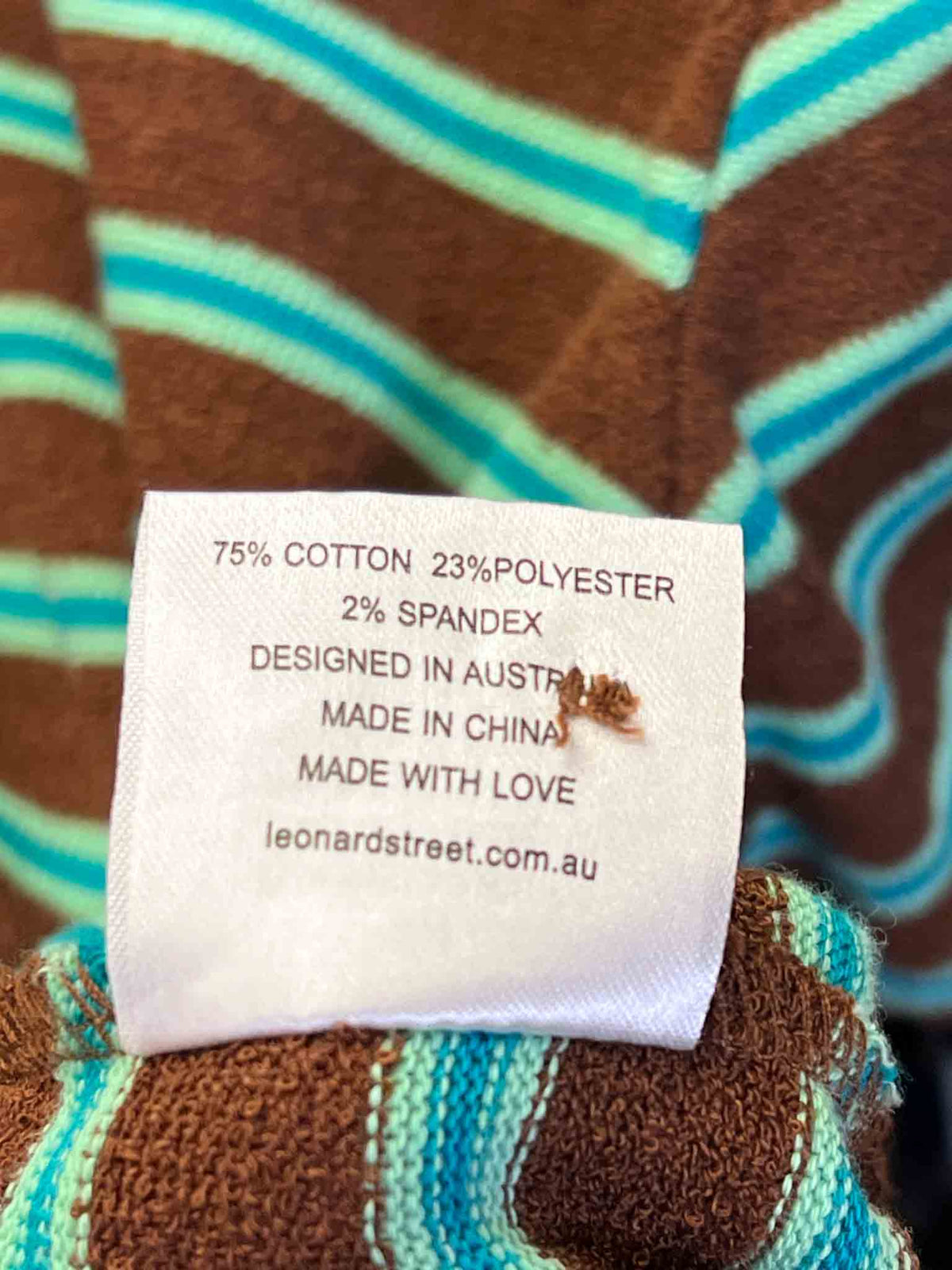 Size L | Leonard St Choc Mint Striped Towelling Polo