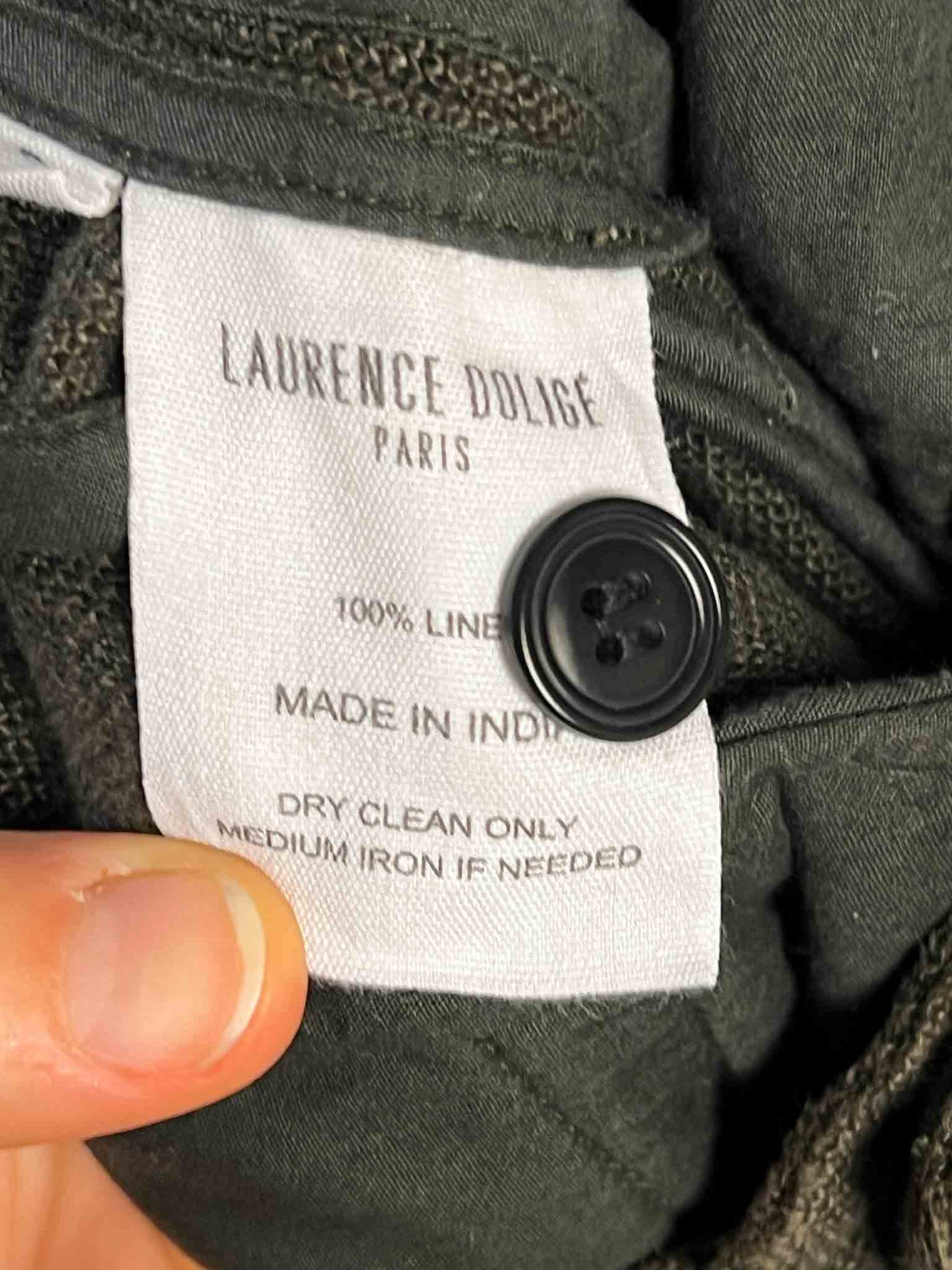 Size M | Laurence Doligé Olive Raw Linen Pants