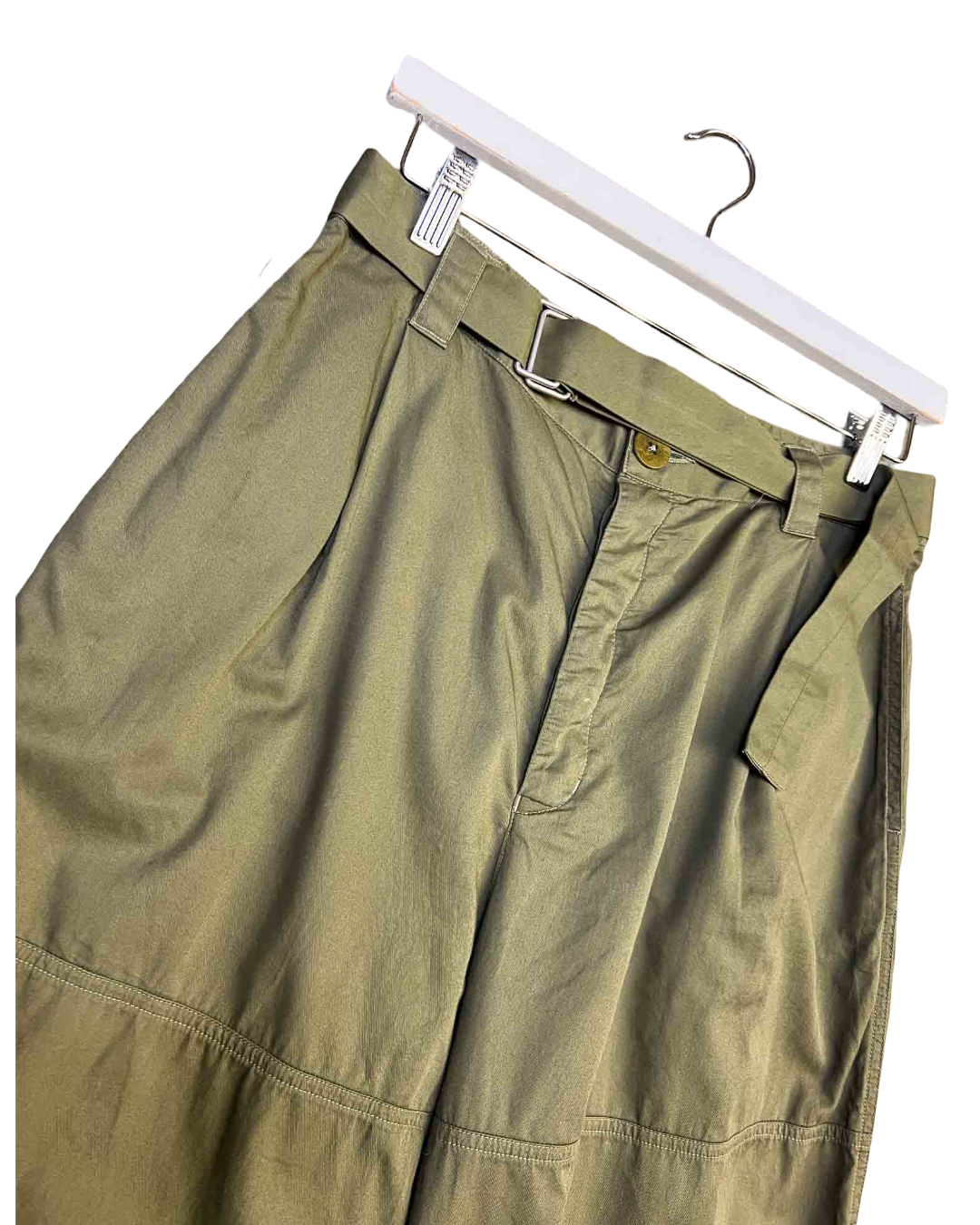 Size L | Kowtow Green Organic Cotton Belted Barrel Pants