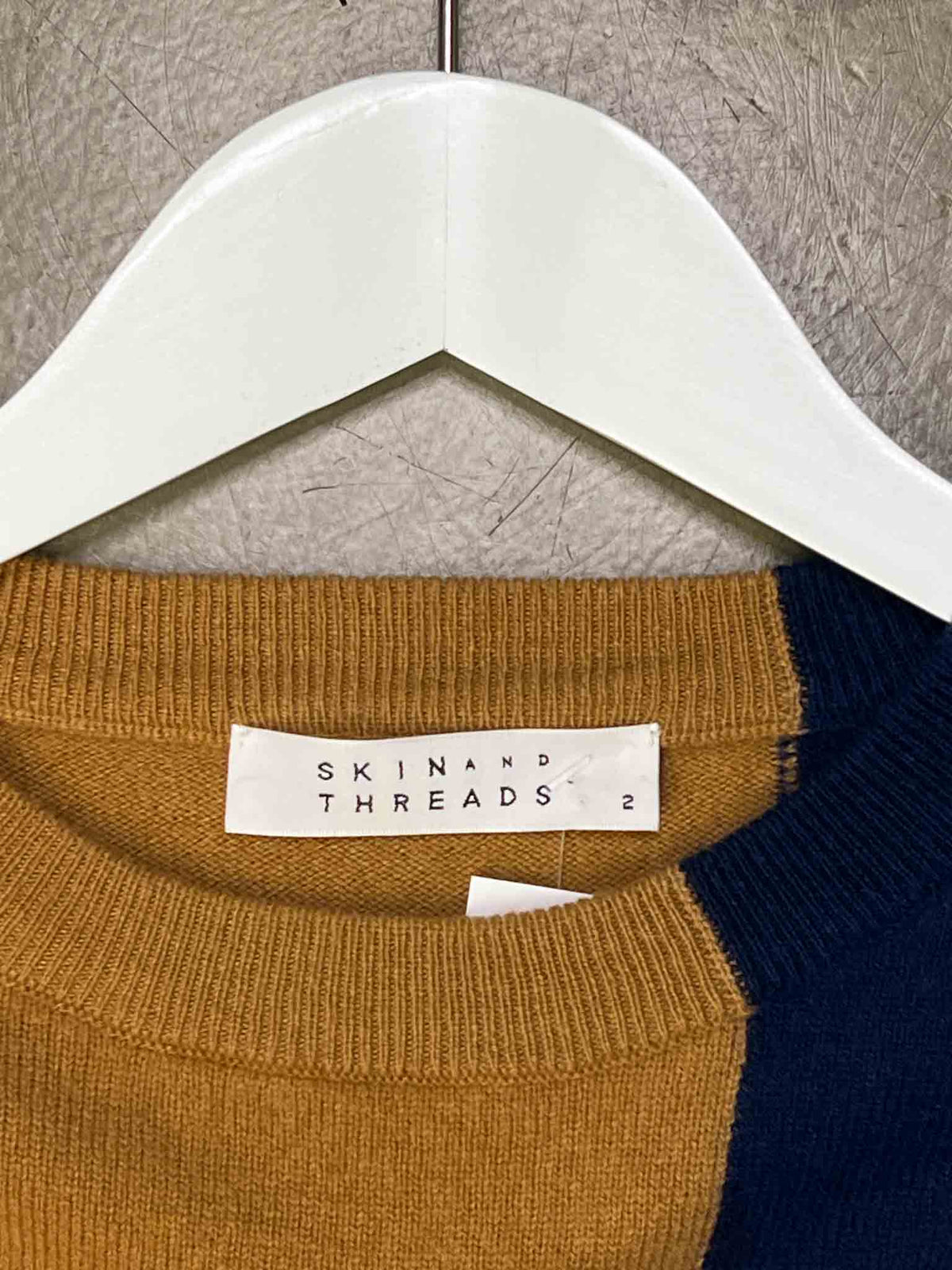 Size 2 (M) | Skin and Threads Wool/Alpaca Colourblock Knitted Jumper