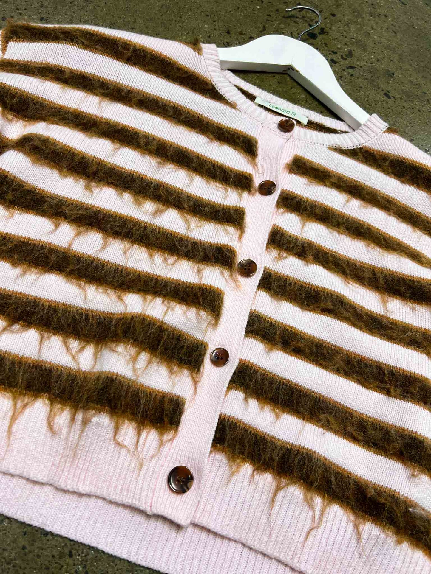 Size L | Leonard St Pink/Brown Mohair Blend Cropped Cardigan
