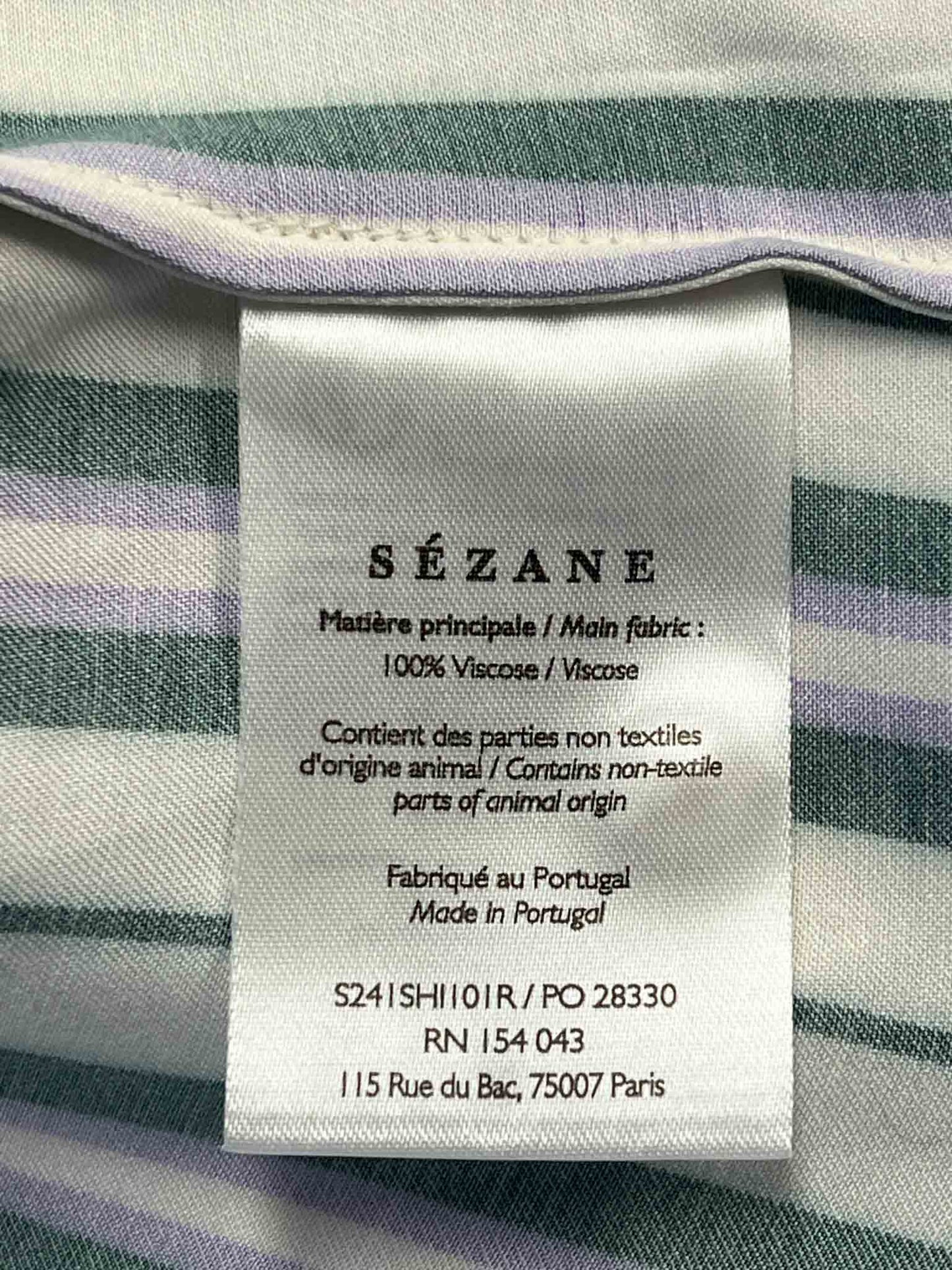 Size 4XL | Sézane White and Green Striped Max Shirt NWT
