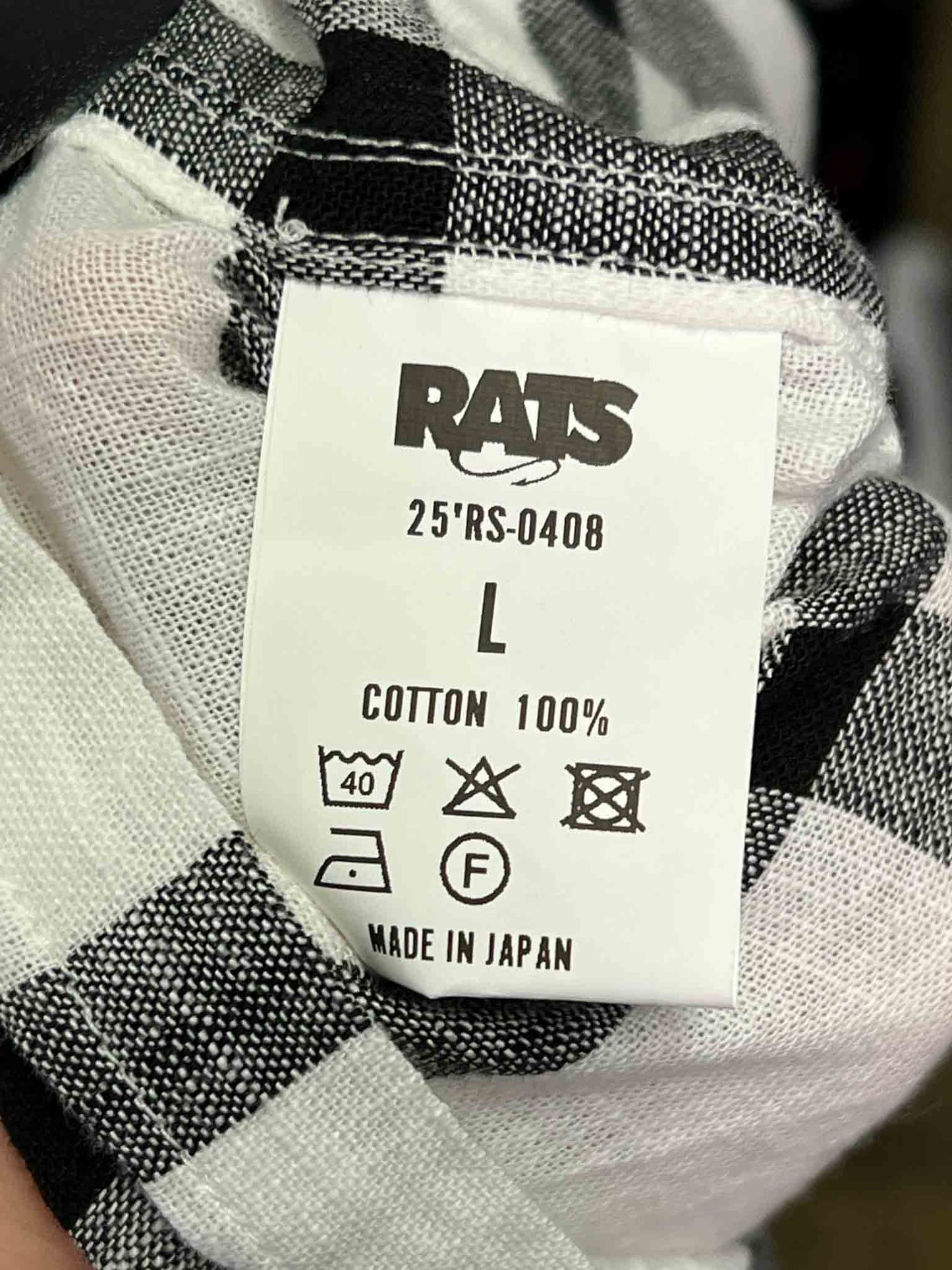 Size L | RATS White Windowpane Check Shirt NWT