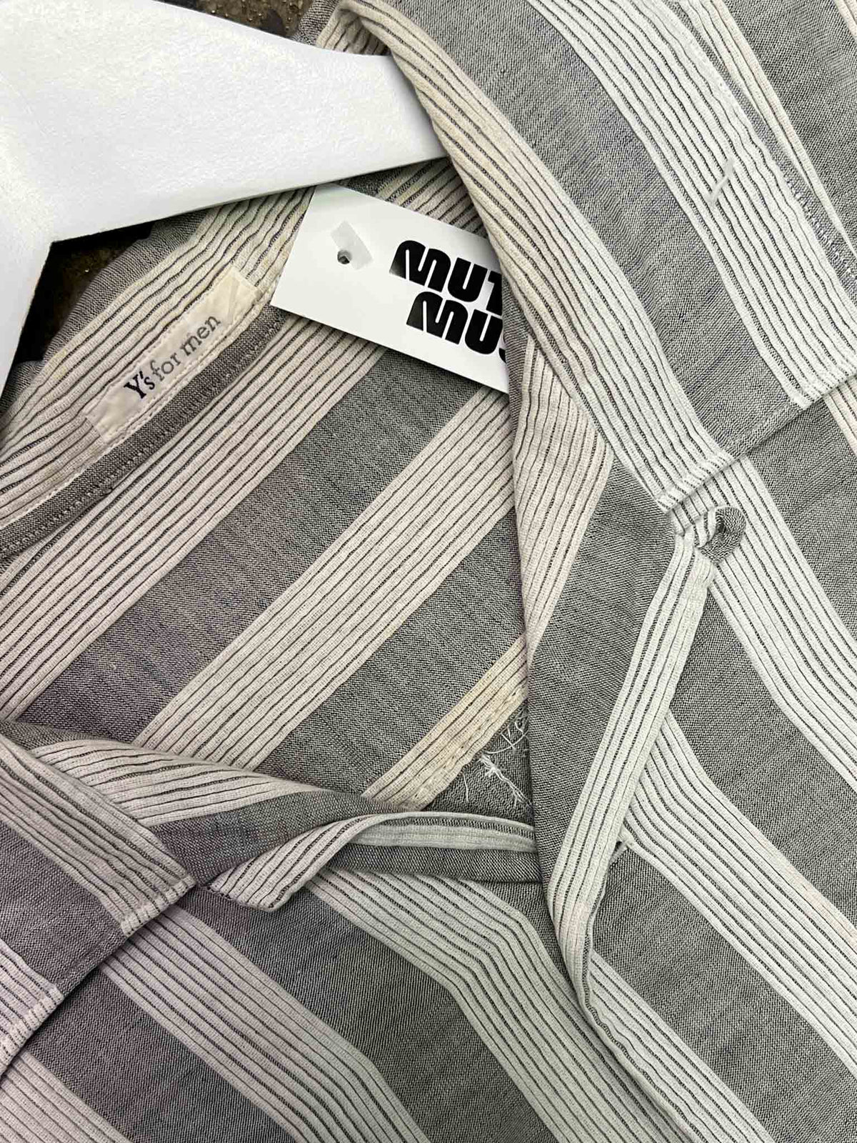 Size L | Y's for Men Grey Stripe Shirt