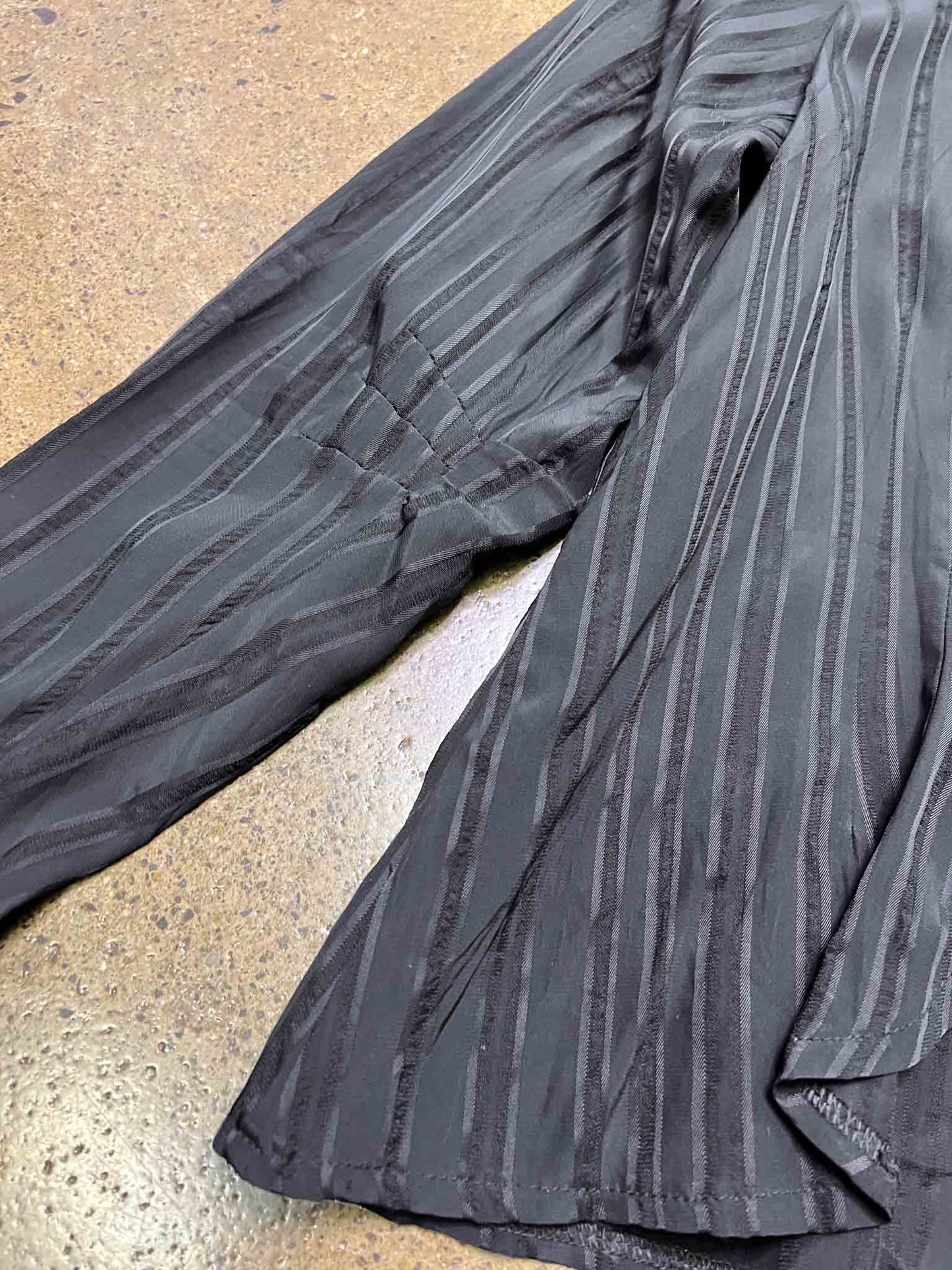 Size 16 | Trelise Cooper Black Asymmetric Pinstripe Ruffle Shirt