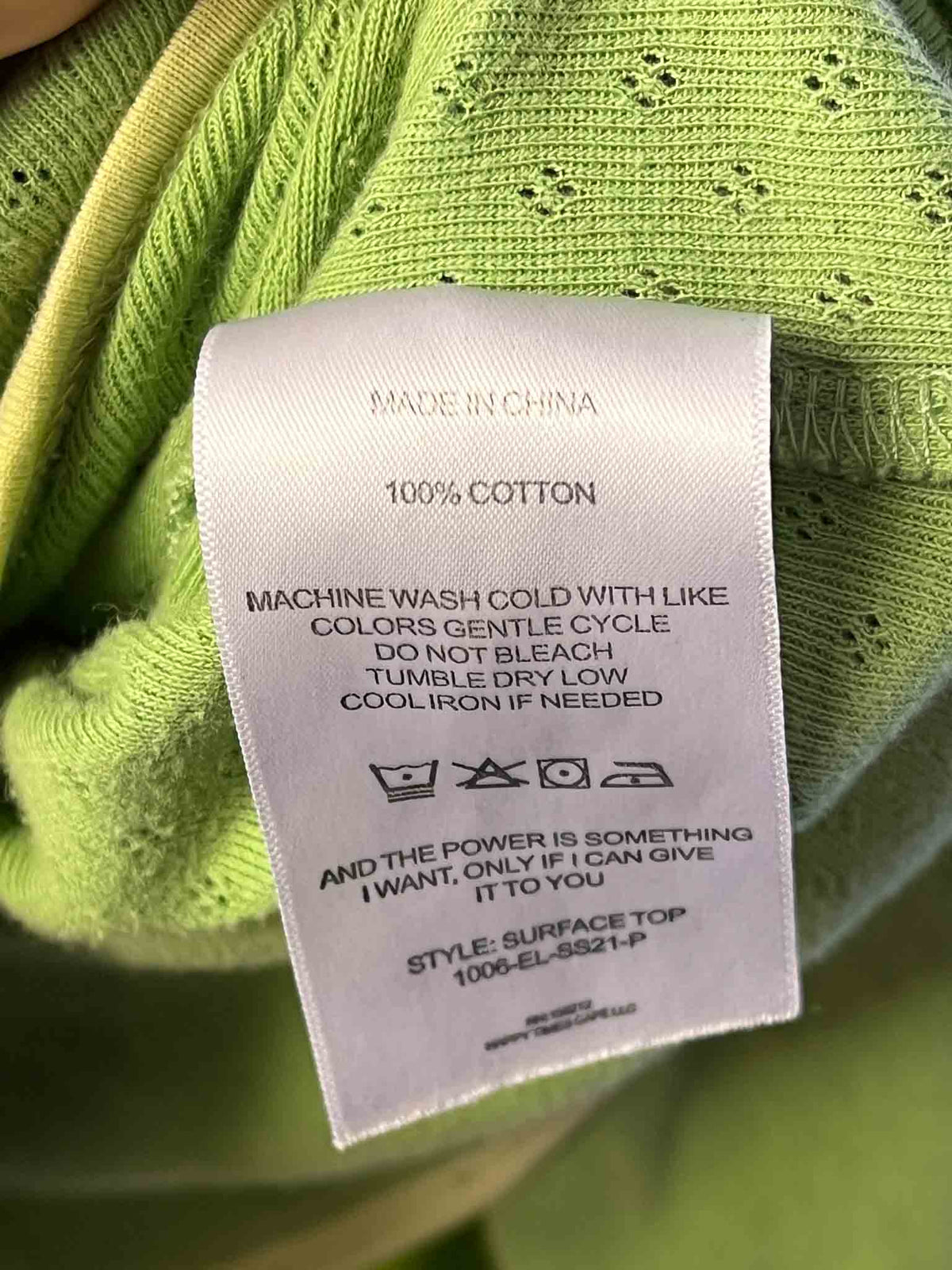 Size S | Eckhaus Latta Green Layered Top